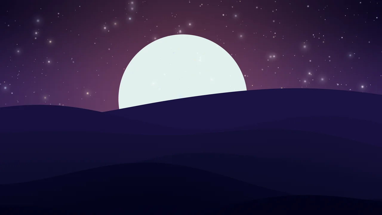 Galaxy Minimalist Sunset Hills desktop wallpaper in 4K