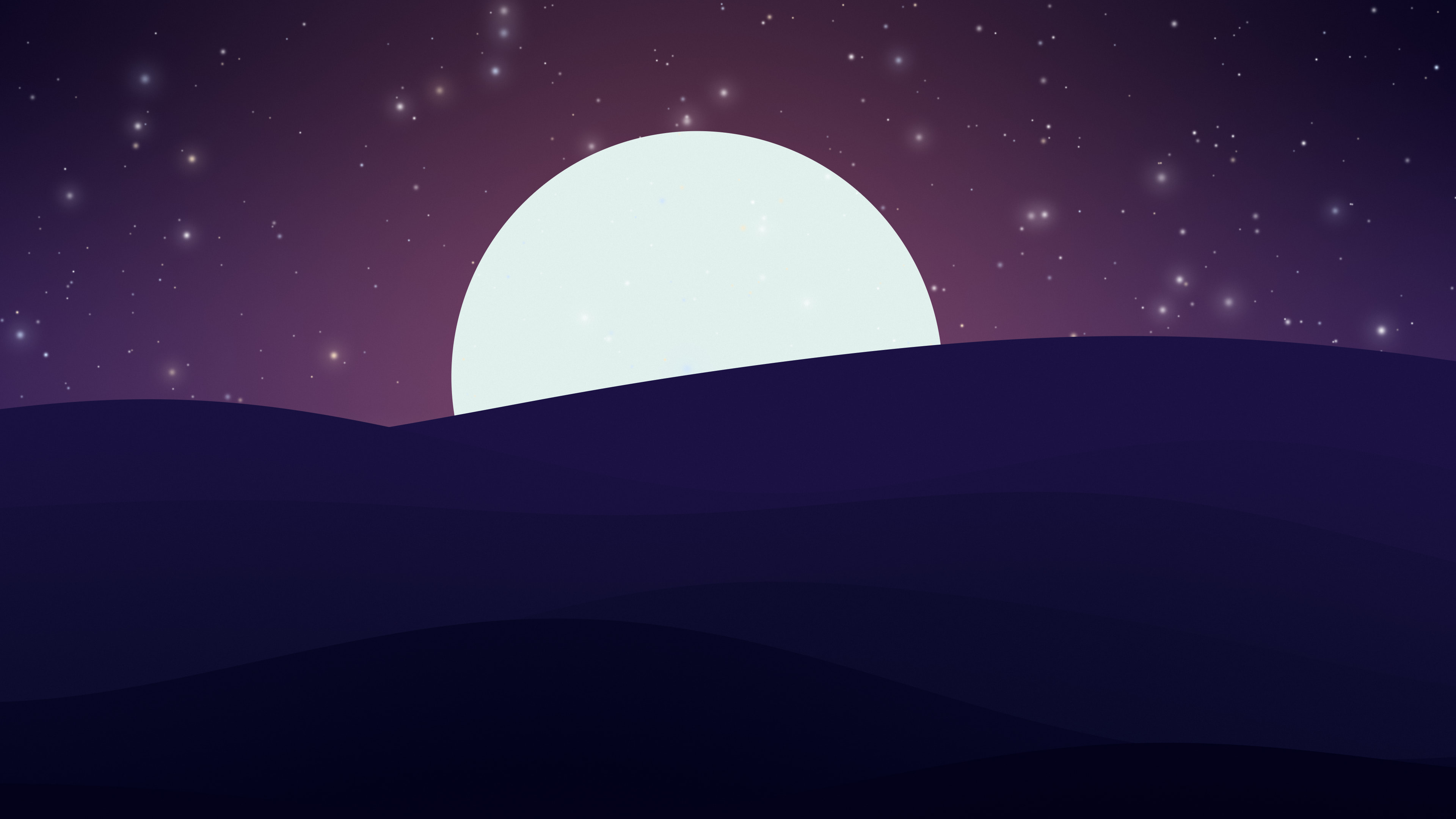 Galaxy Minimalist Sunset Hills desktop wallpaper in 4K