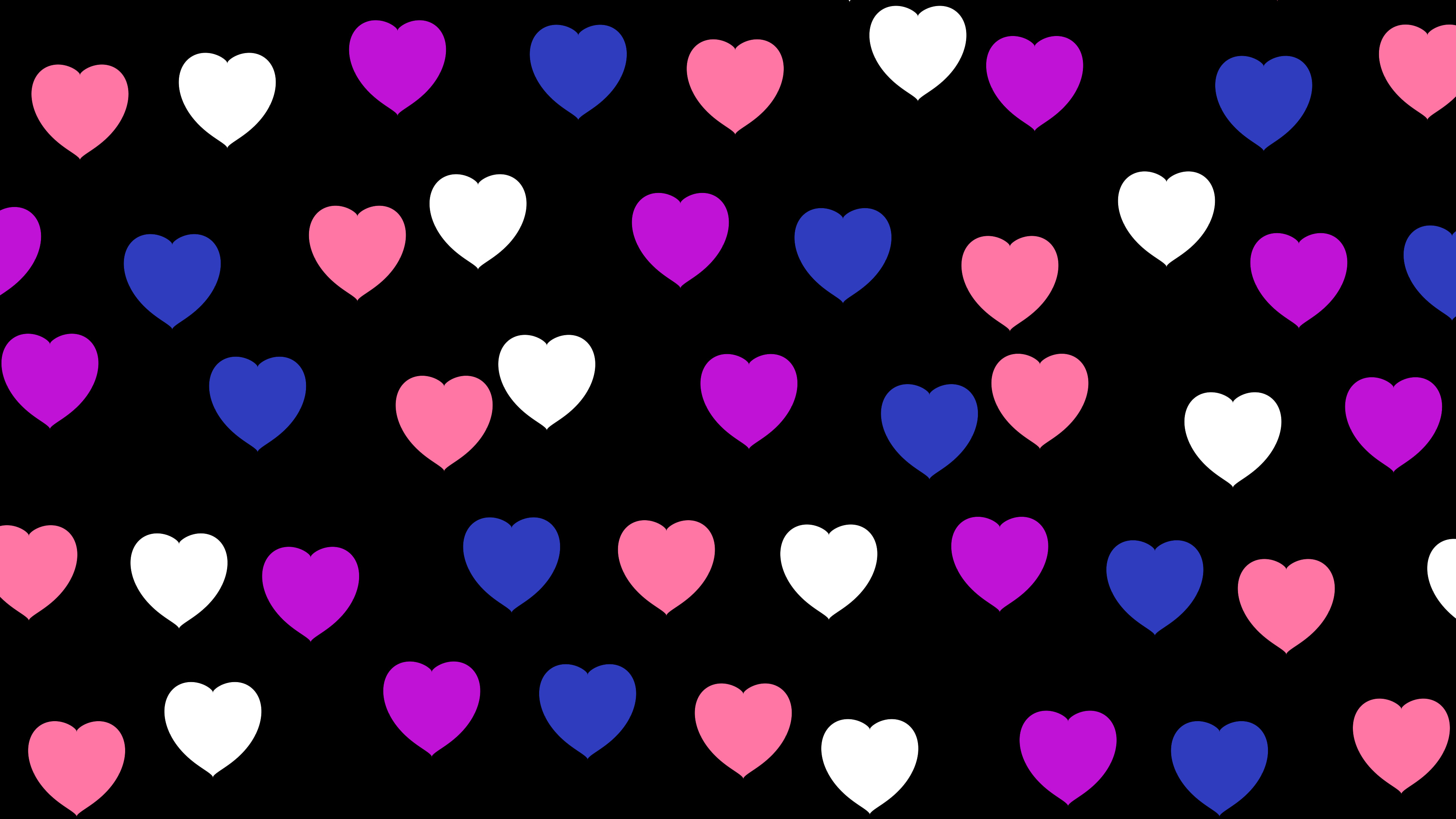 Genderfluid Pride Heart Pattern desktop wallpaper in 4K