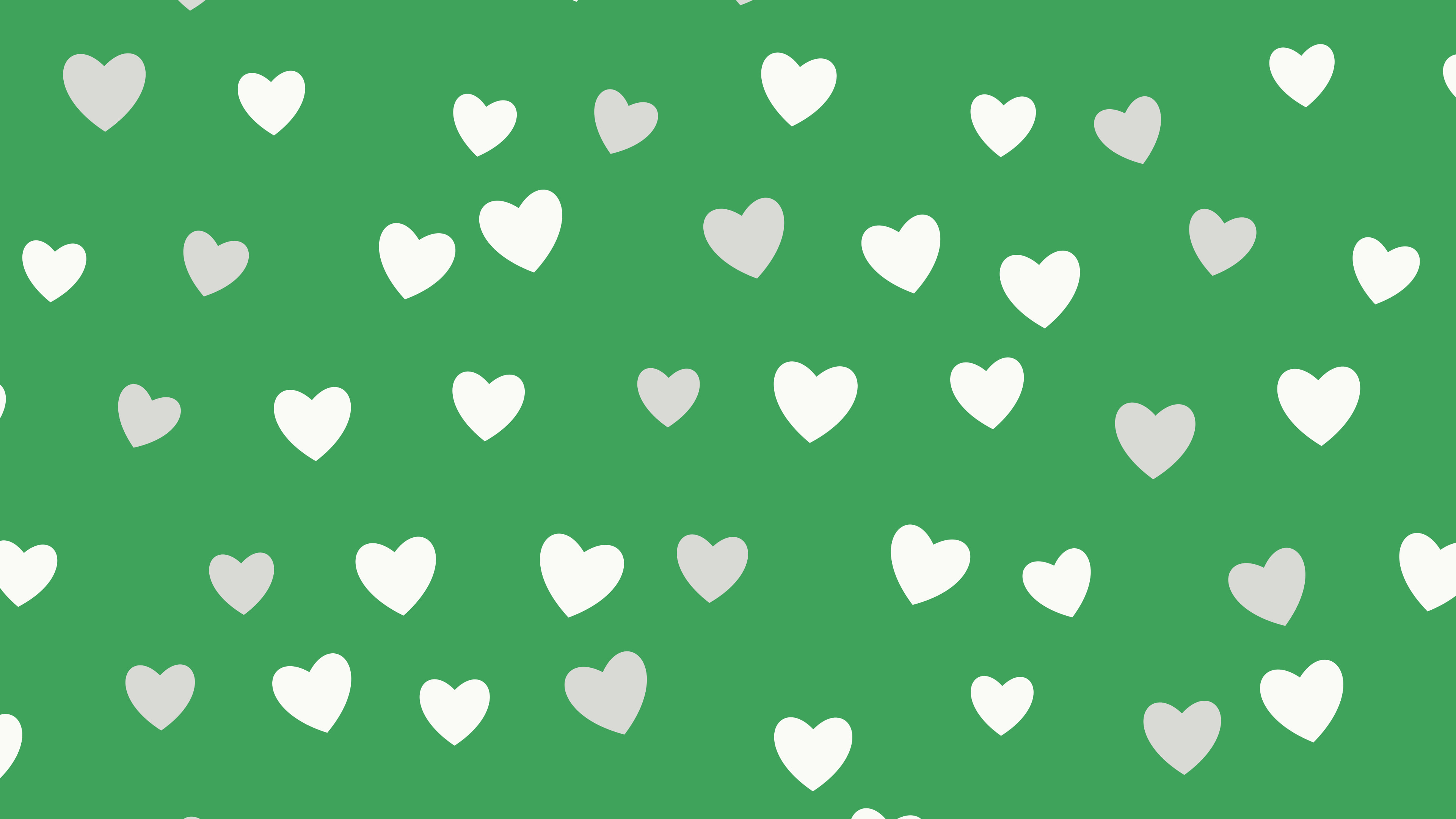 Green and White Heart Pattern desktop wallpaper in 4K