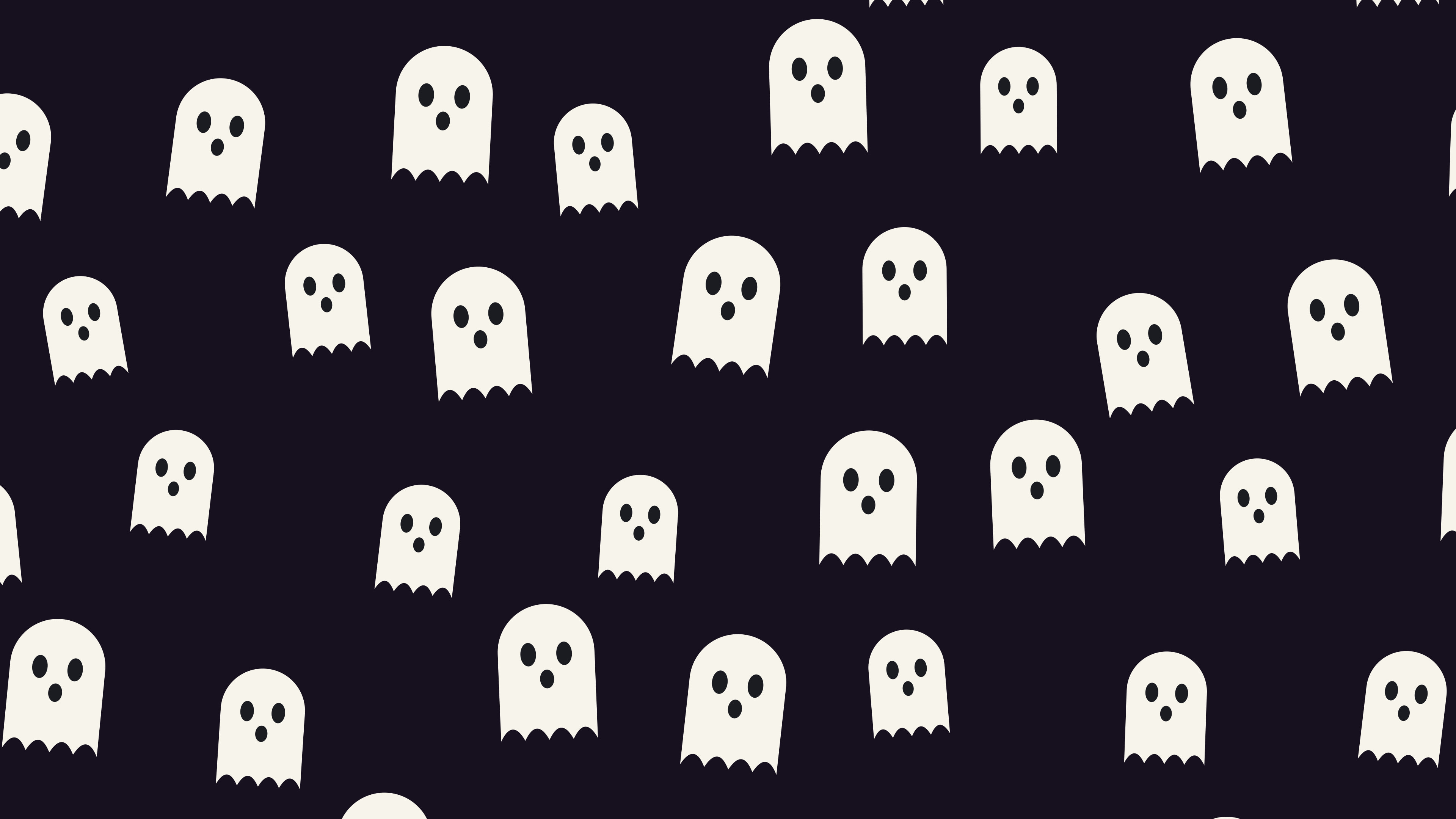 Halloween Cute Ghost Pattern desktop wallpaper in 4K
