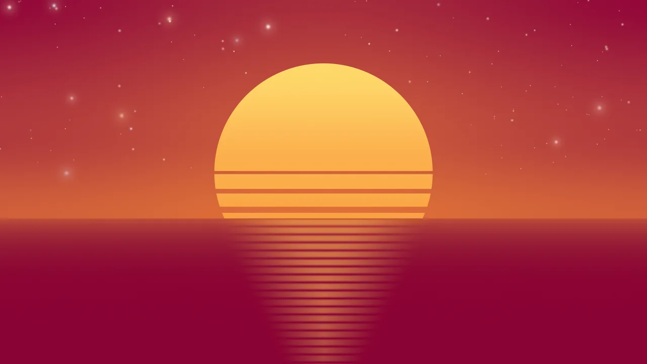 Hot Pink and Orange Retro Striped Sun desktop wallpaper in 4K