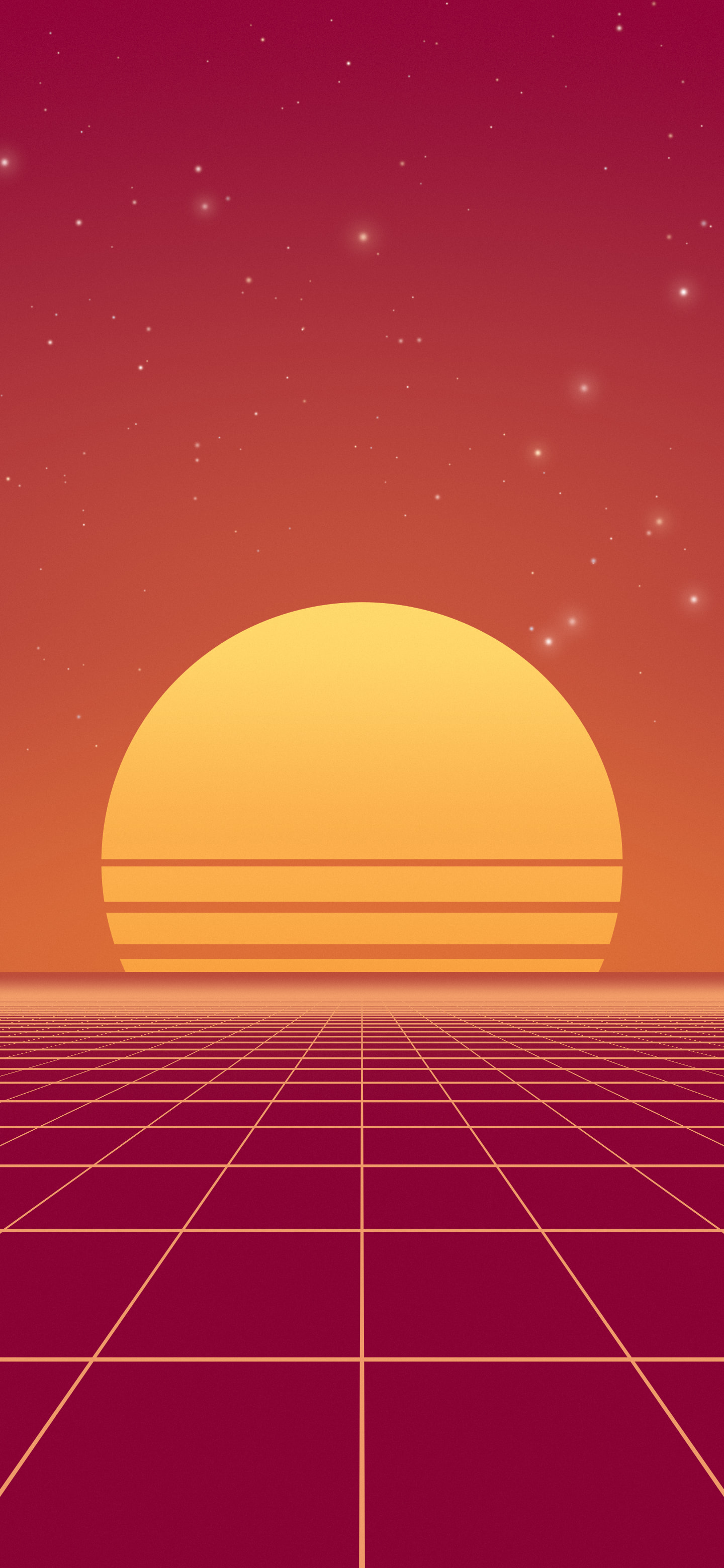 Hot Pink and Orange Synthwave Grid Sunset wallpaper for iPhone and Android