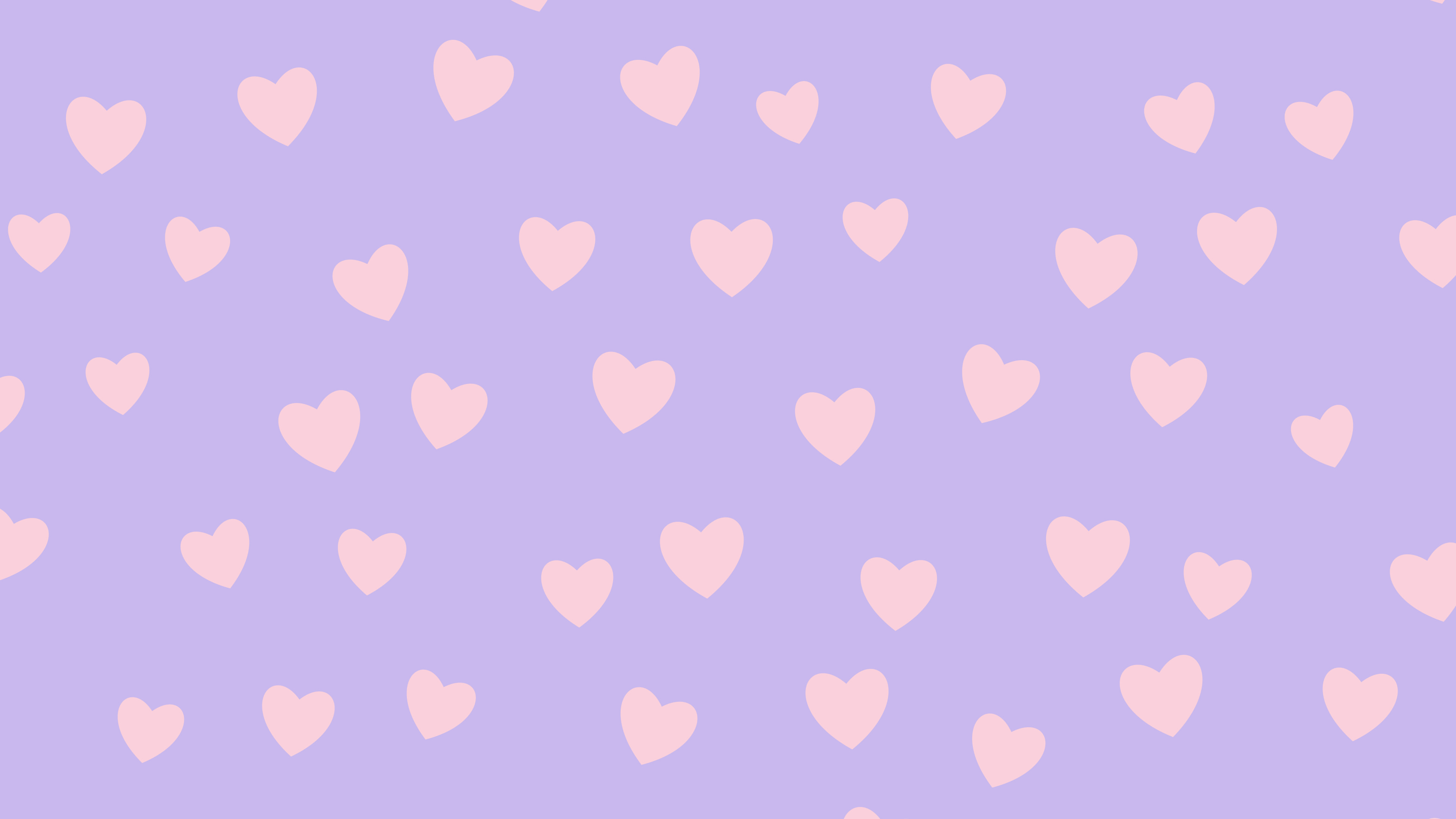 Lavender and Pastel Pink Heart Pattern desktop wallpaper in 4K
