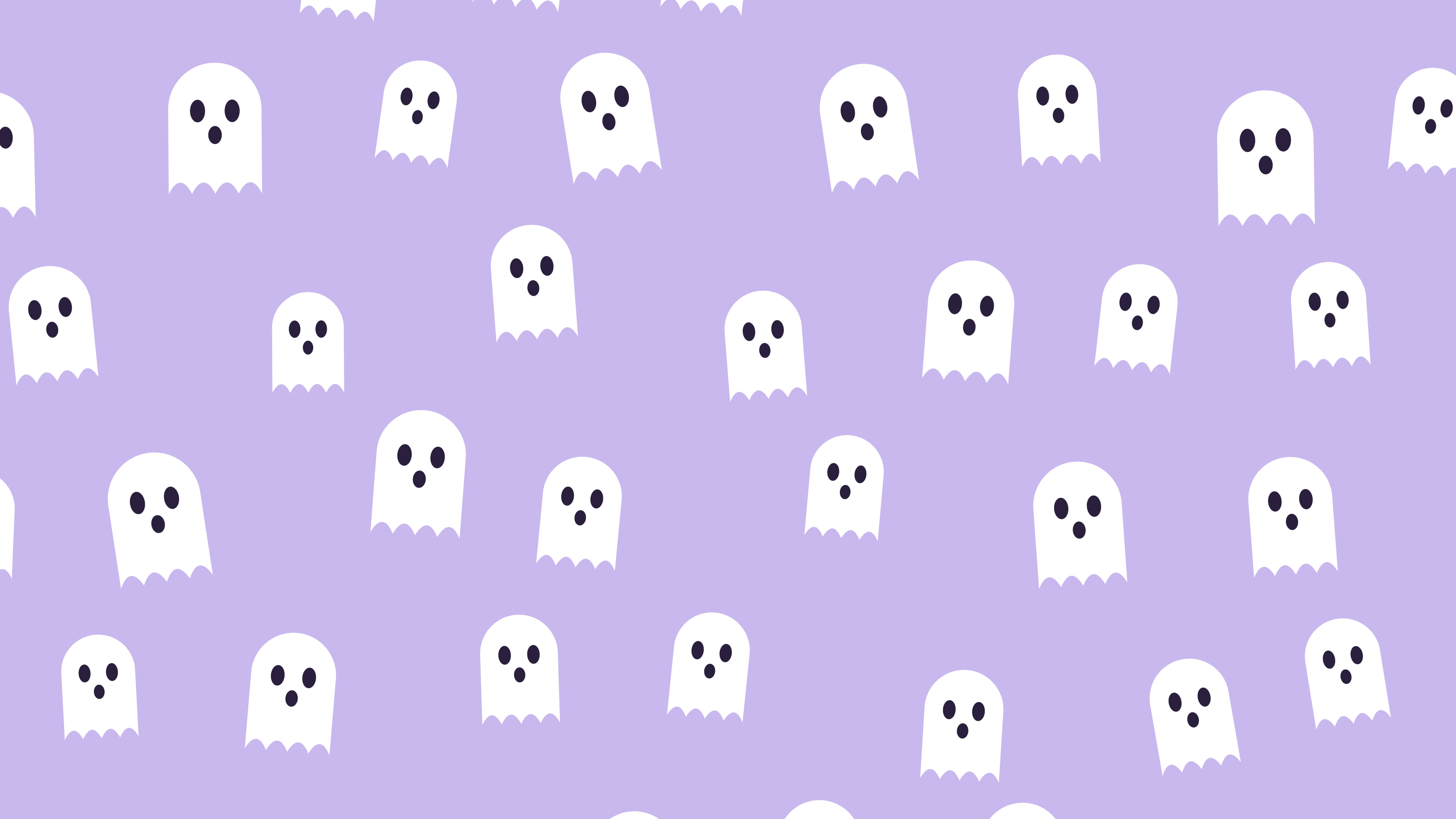 Lavender Cute Ghost Pattern desktop wallpaper in 4K