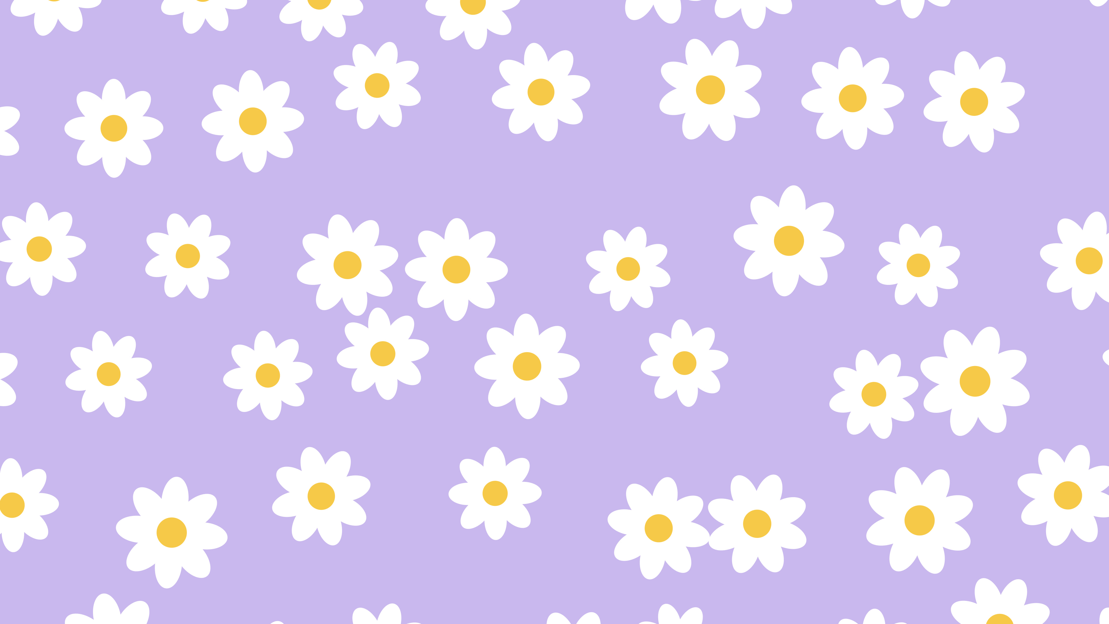 Lavender Daisy Flower Pattern desktop wallpaper in 4K