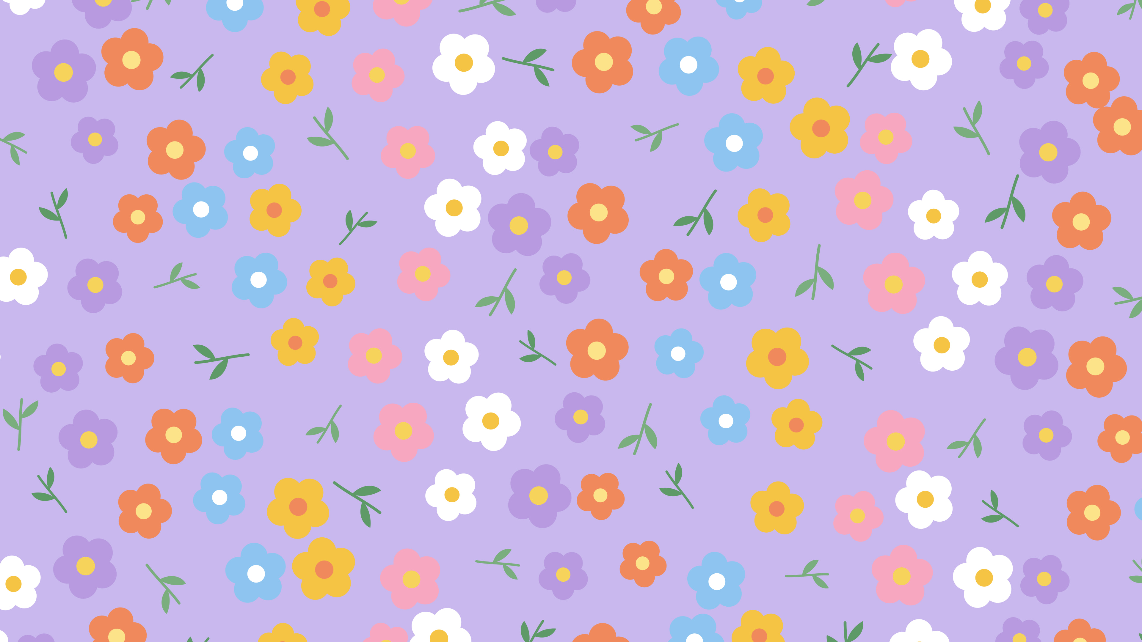 Lavender Ditsy Floral Pattern desktop wallpaper in 4K