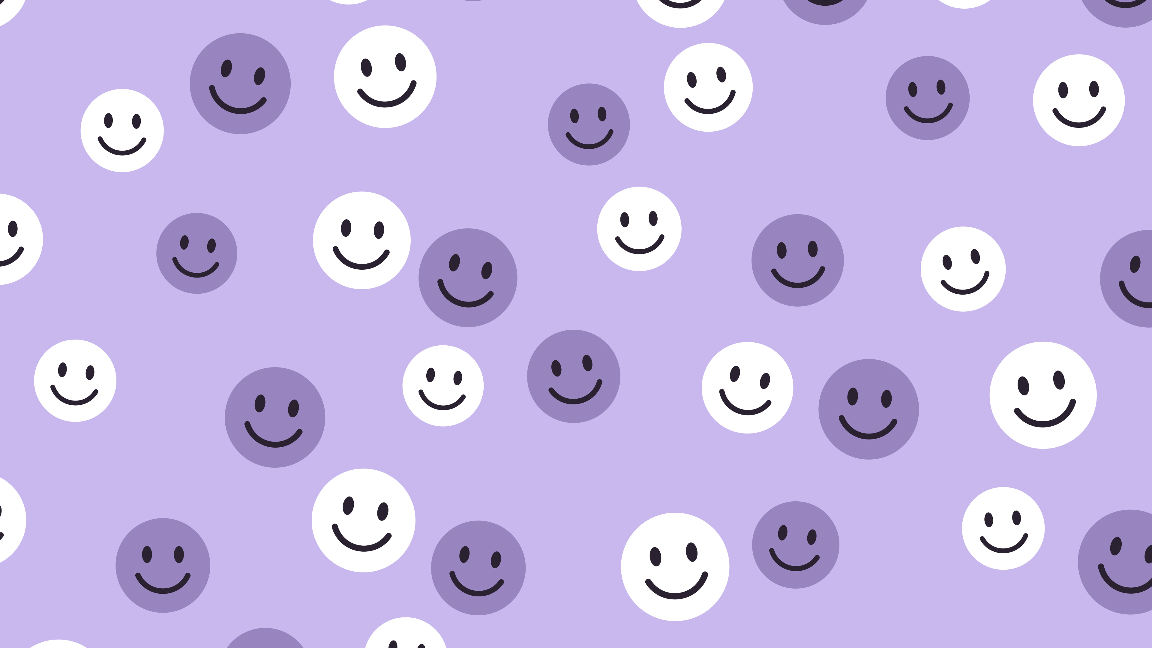Lavender Smiley Face Pattern desktop wallpaper in 4K