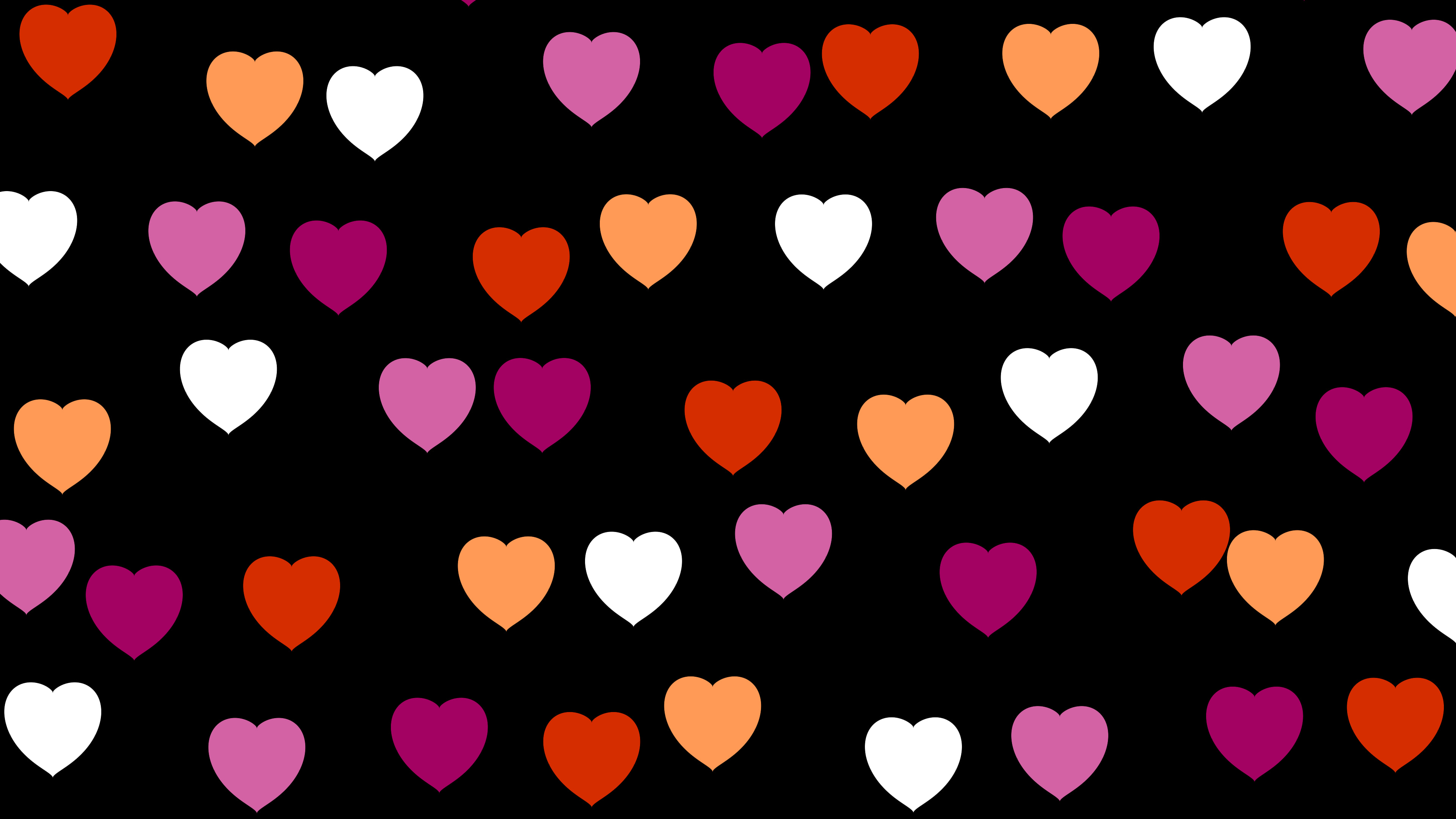 Lesbian Pride Heart Pattern desktop wallpaper in 4K