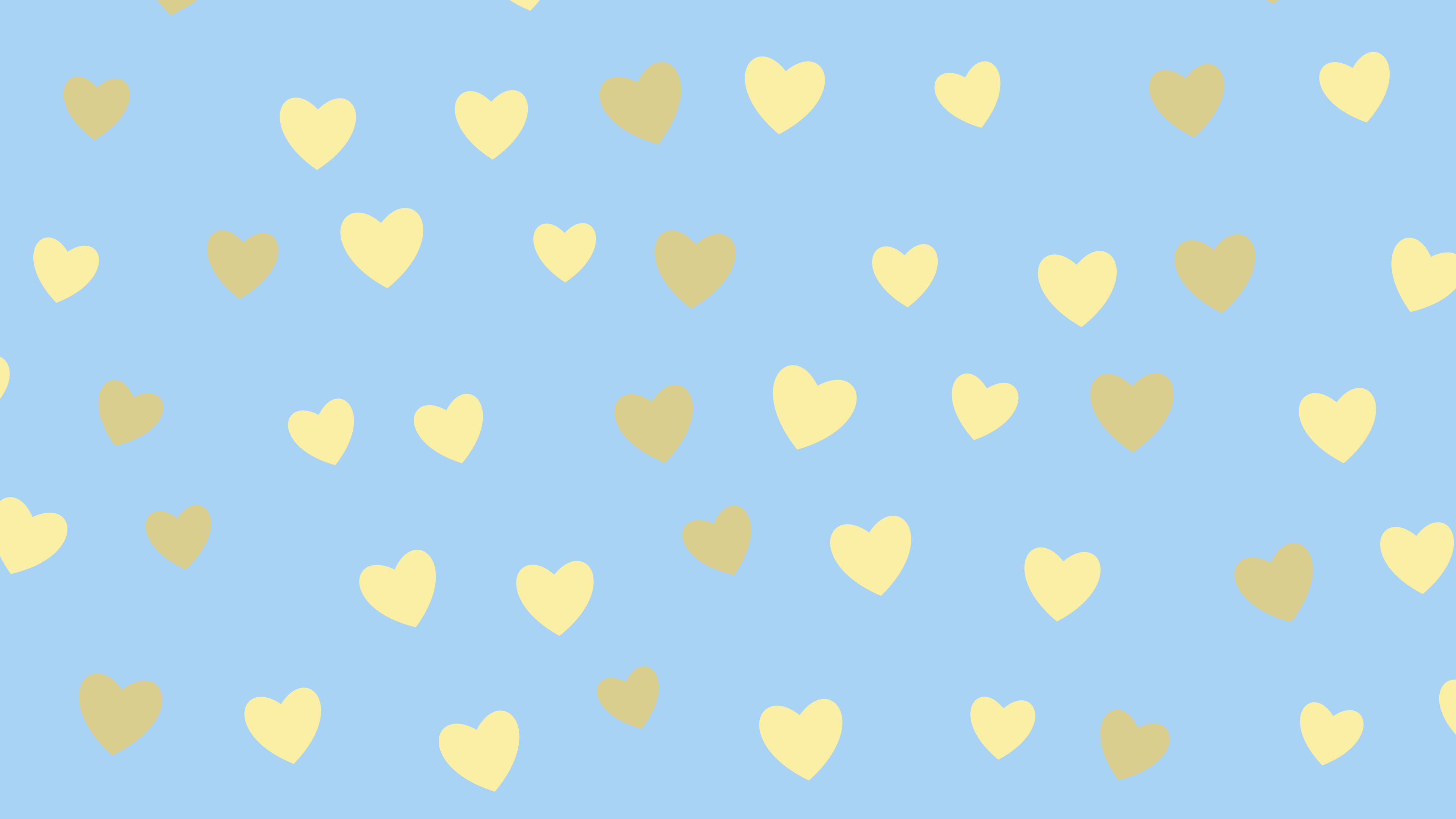 Light Blue and Pastel Yellow Heart Pattern desktop wallpaper in 4K