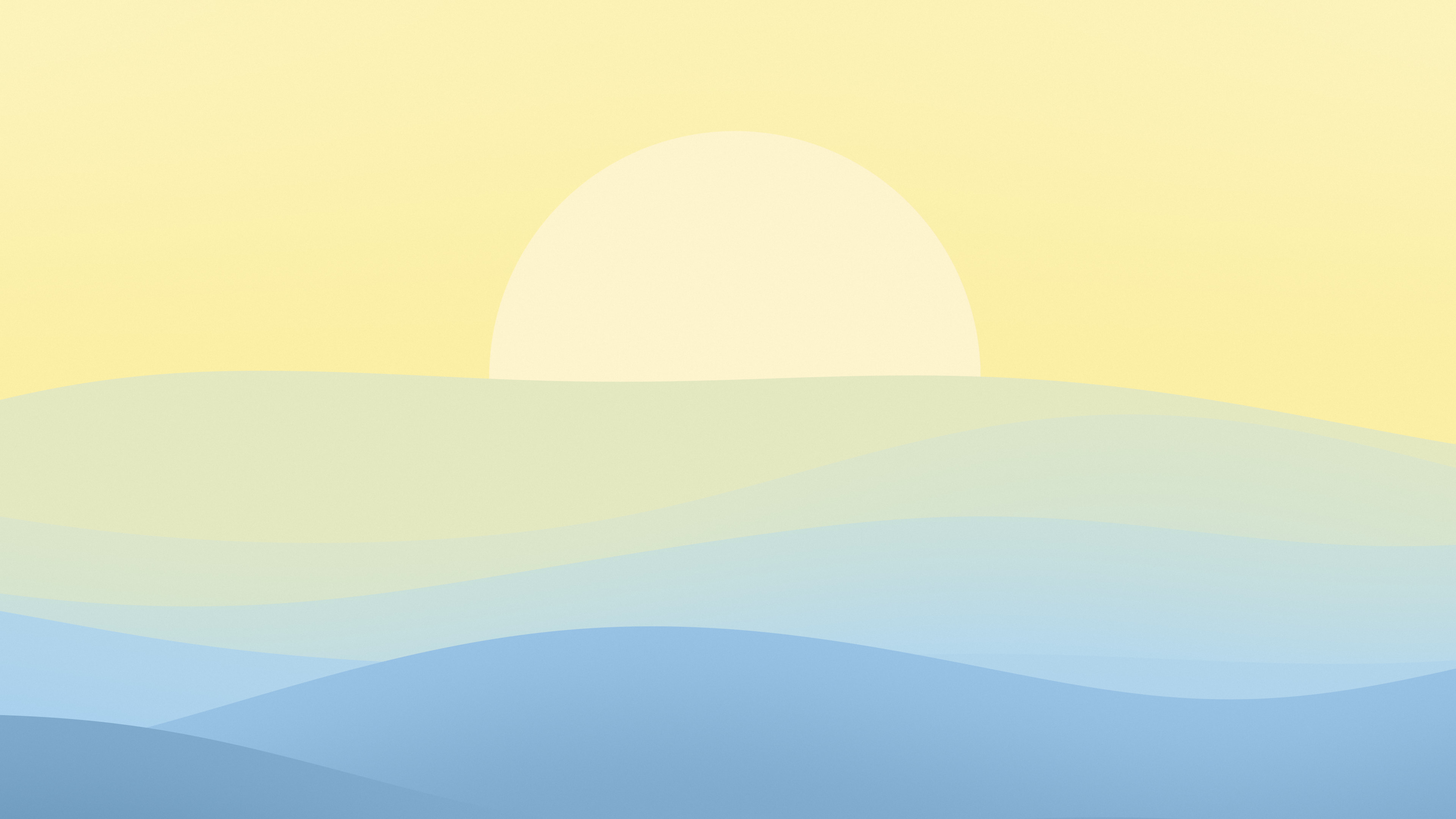 Light Blue and Pastel Yellow Minimalist Sunset Hills desktop wallpaper in 4K