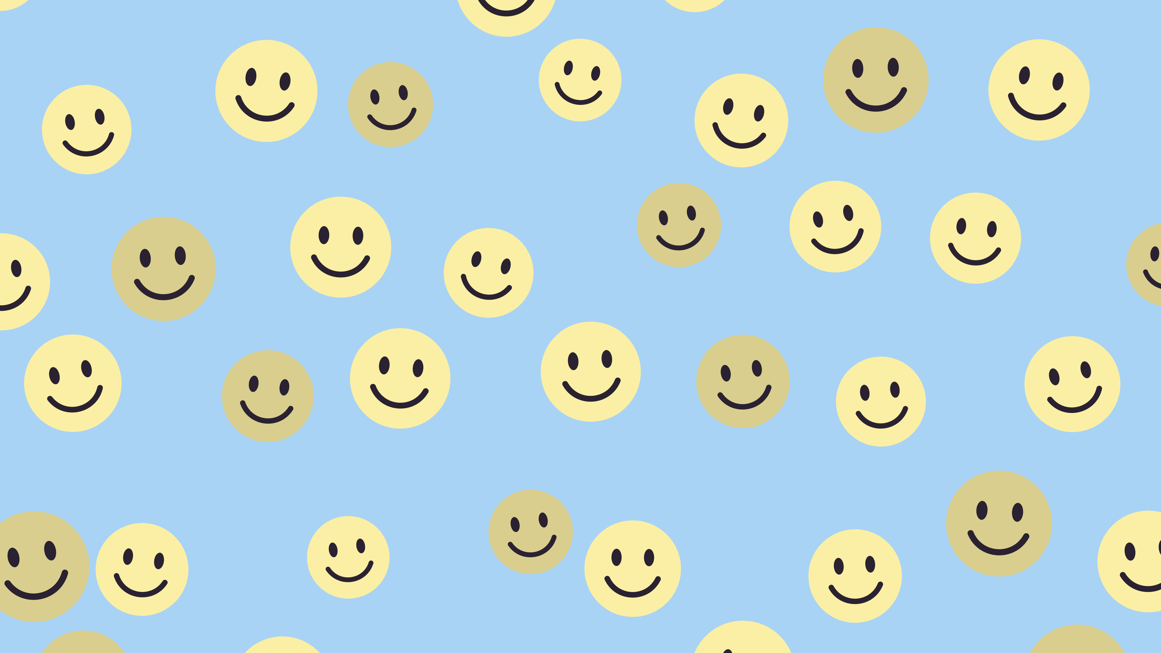 Light Blue and Pastel Yellow Smiley Face Pattern desktop wallpaper in 4K