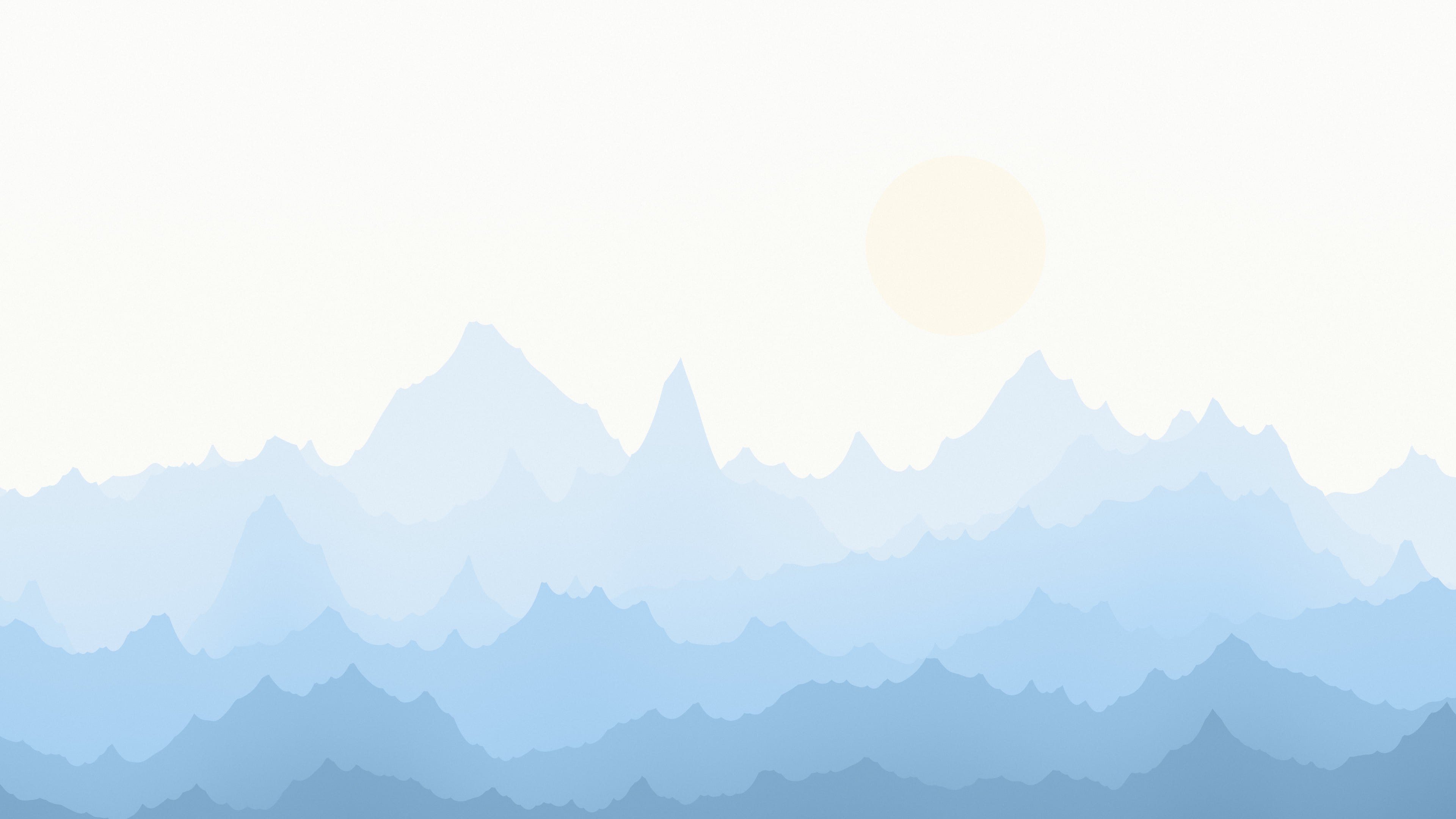 Light Blue and White Minimalist Mountain Landscape desktop wallpaper in 4K