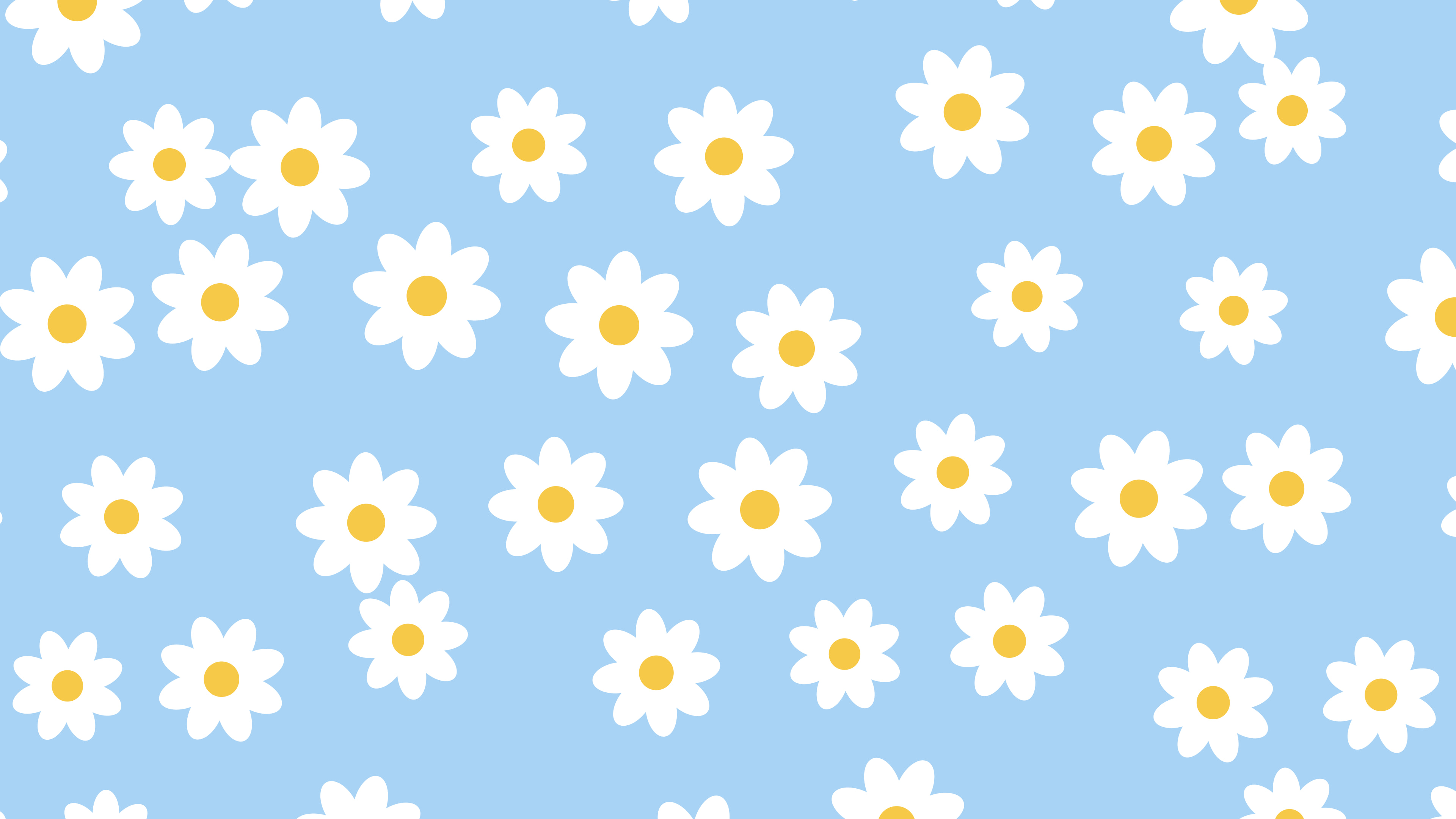 Light Blue Daisy Flower Pattern desktop wallpaper in 4K