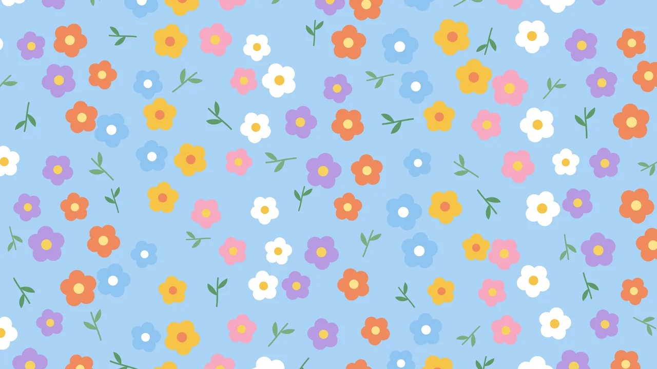 Light Blue Ditsy Floral Pattern desktop wallpaper in 4K