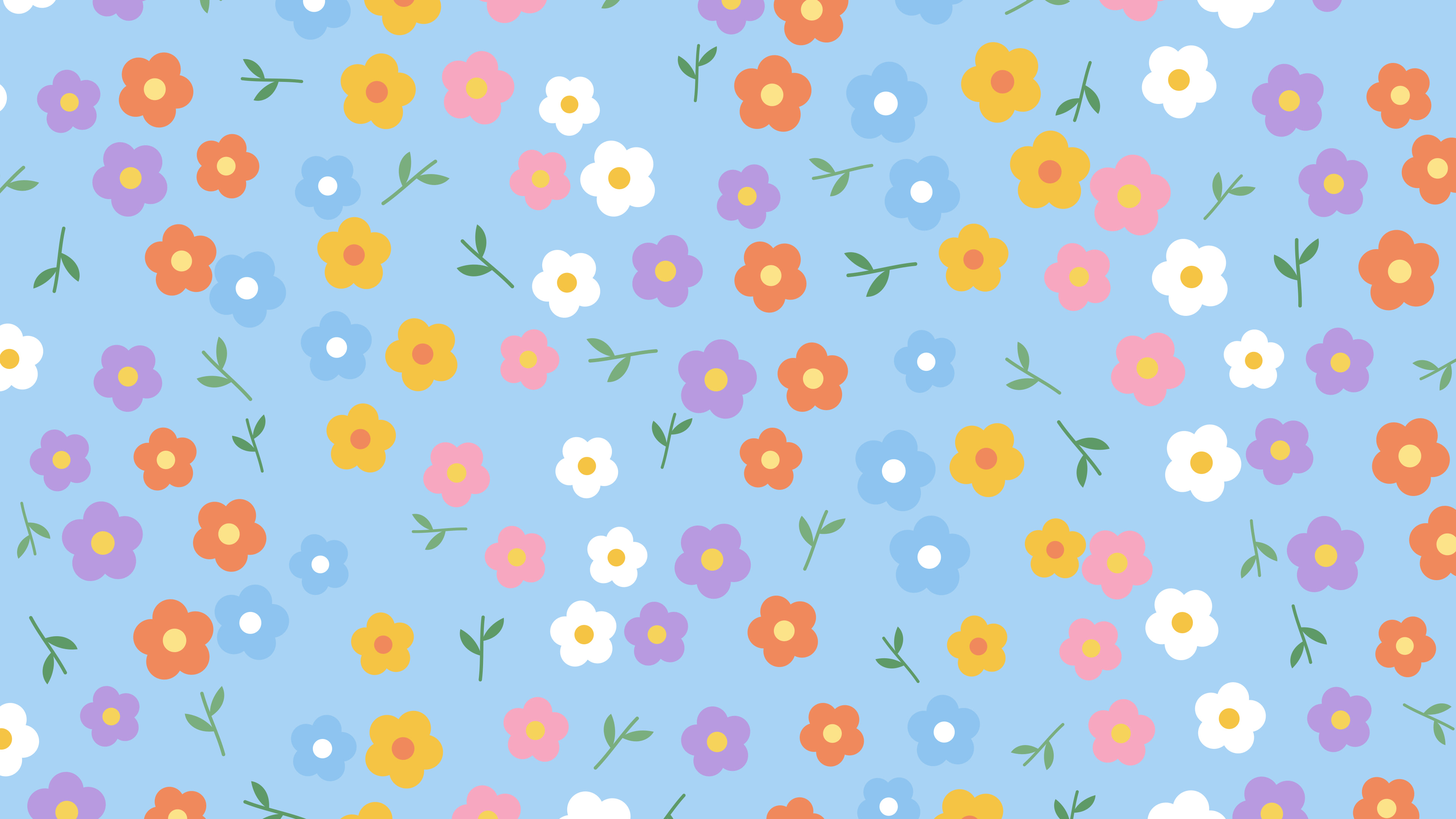 Light Blue Ditsy Floral Pattern desktop wallpaper in 4K