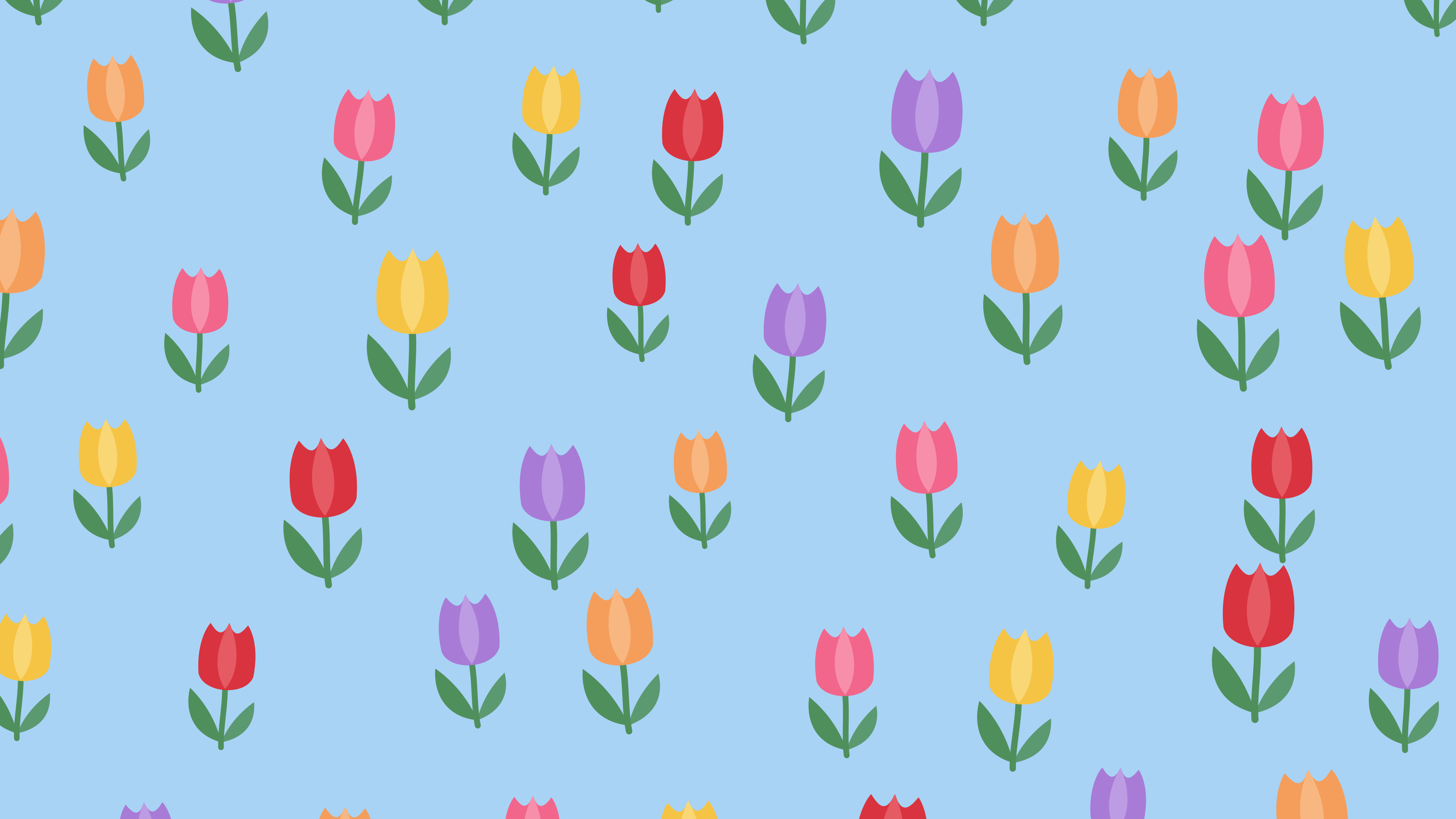 Light Blue Tulip Pattern desktop wallpaper in 4K