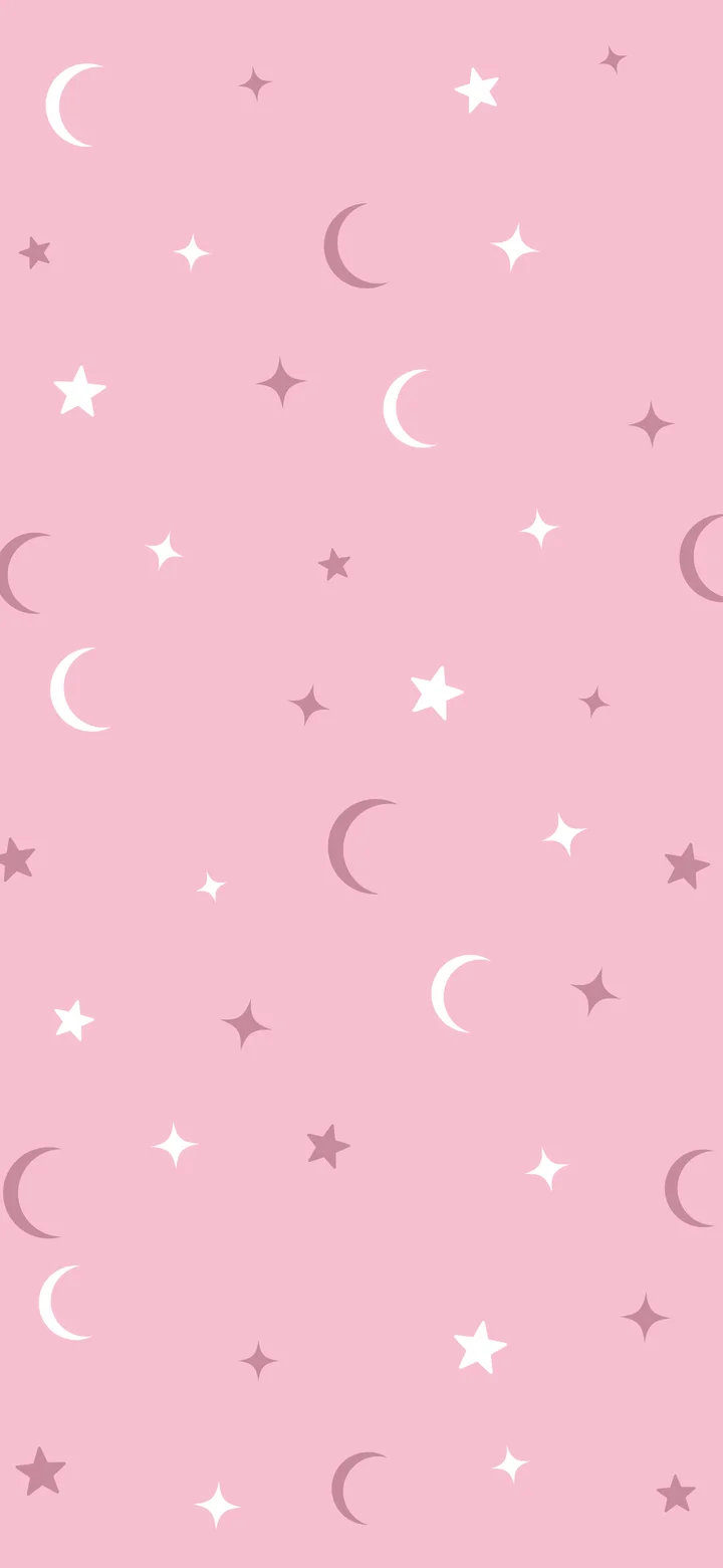 Light Pink Moon and Stars Pattern wallpaper for iPhone and Android