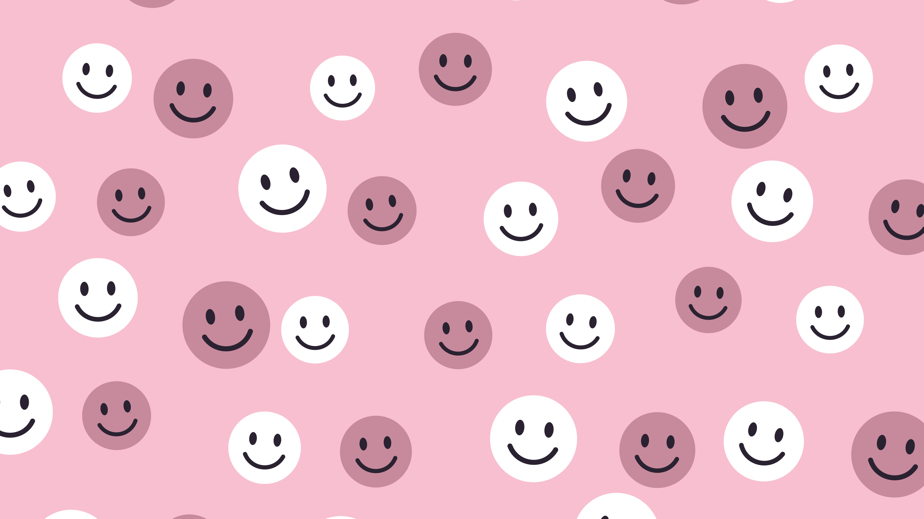 Light Pink Smiley Face Pattern desktop wallpaper in 4K