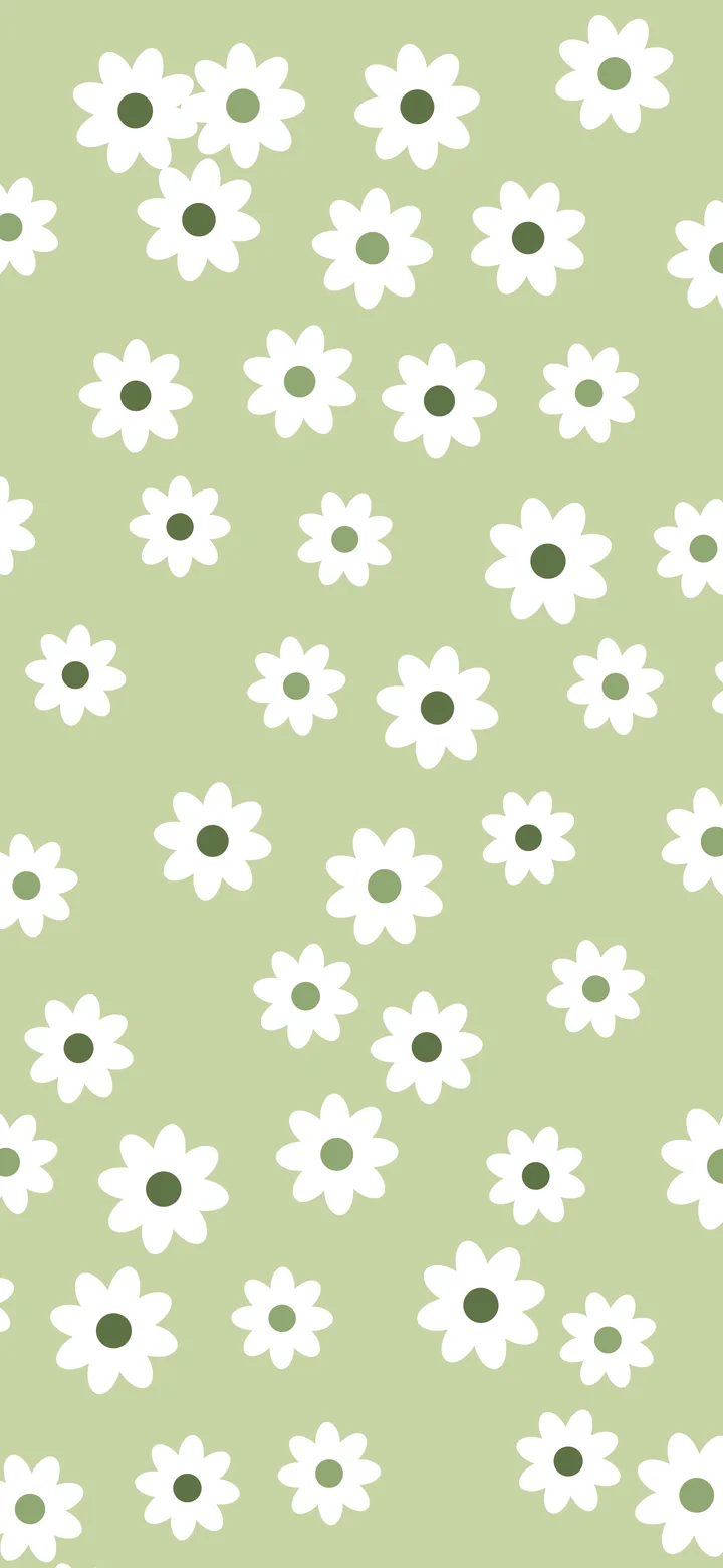 Matcha Daisy Flower Pattern wallpaper for iPhone and Android