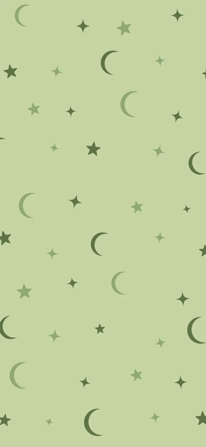 Matcha Moon and Stars Pattern wallpaper for iPhone and Android