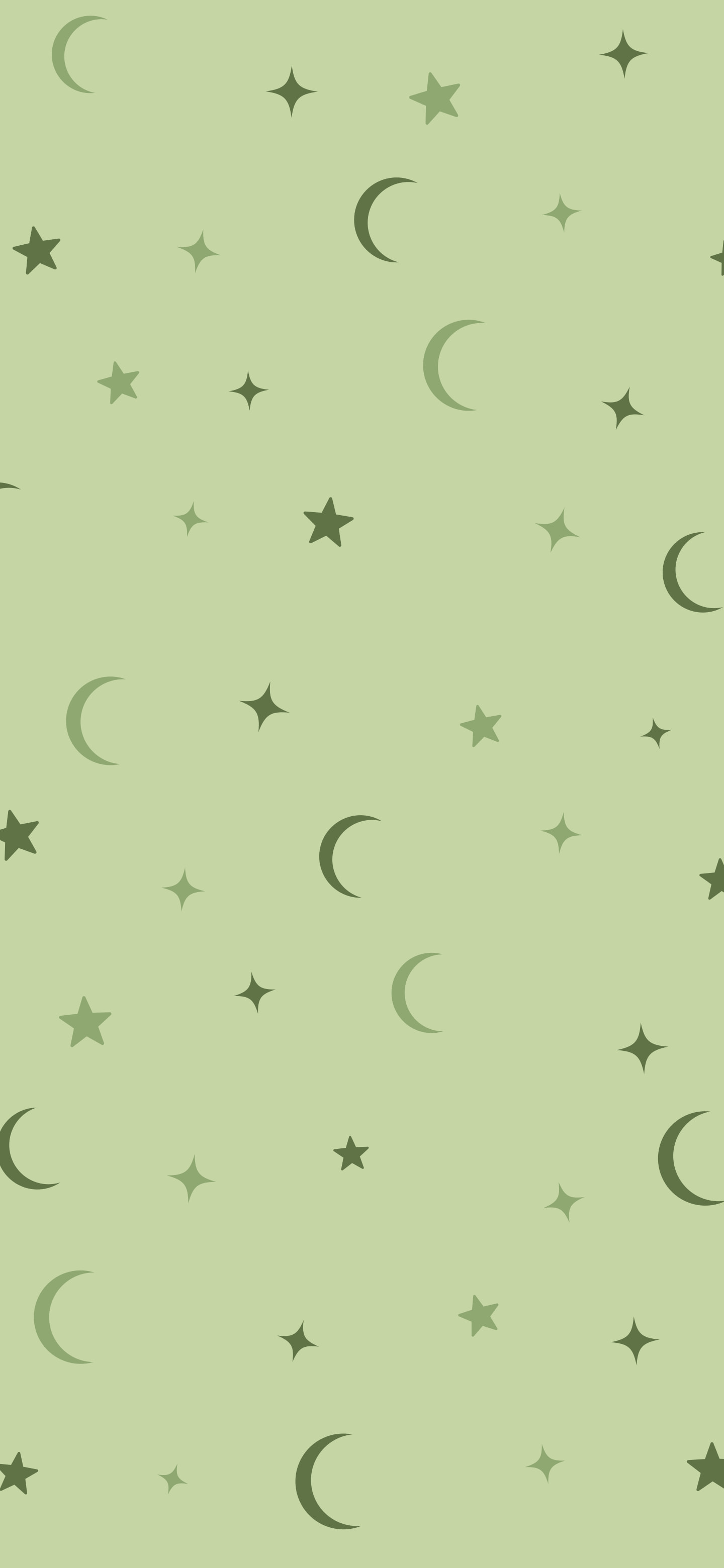 Matcha Moon and Stars Pattern wallpaper for iPhone and Android