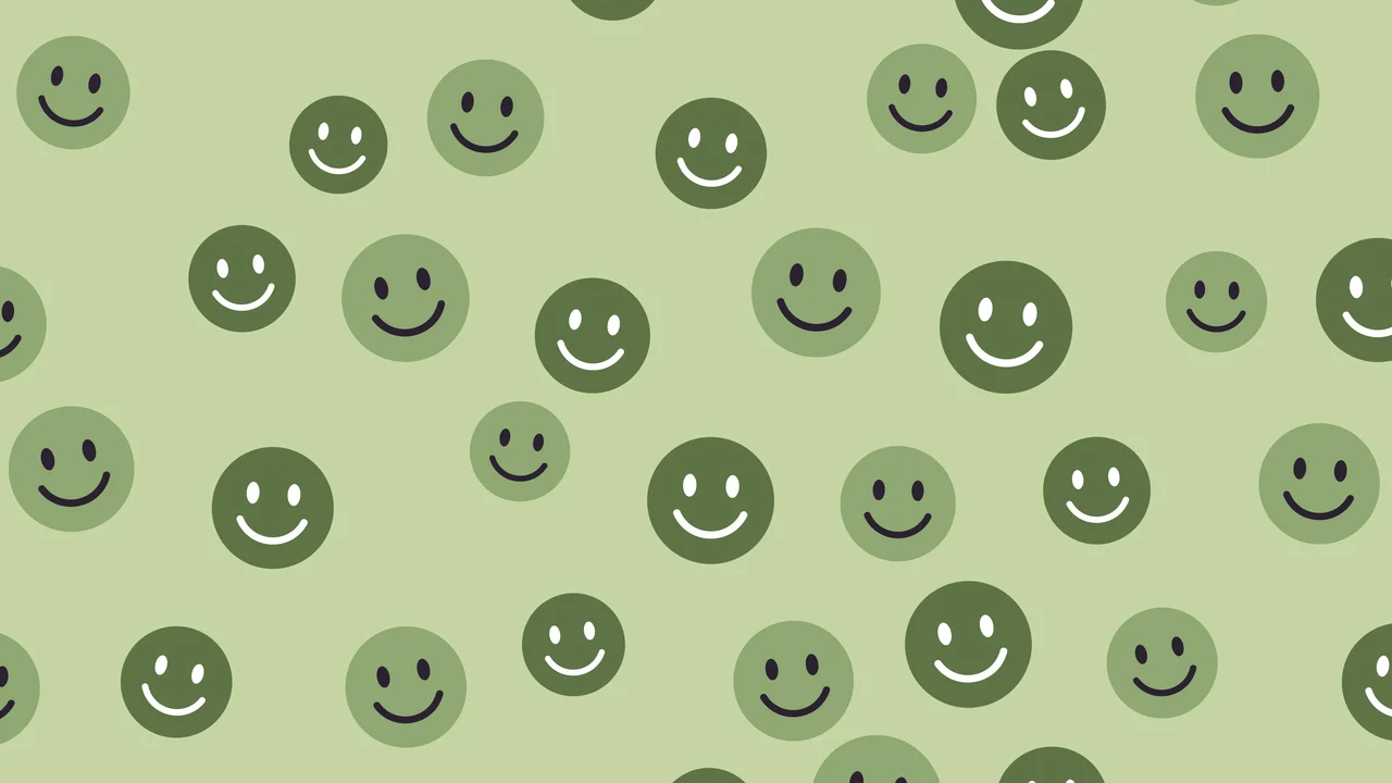 Matcha Smiley Face Pattern desktop wallpaper in 4K