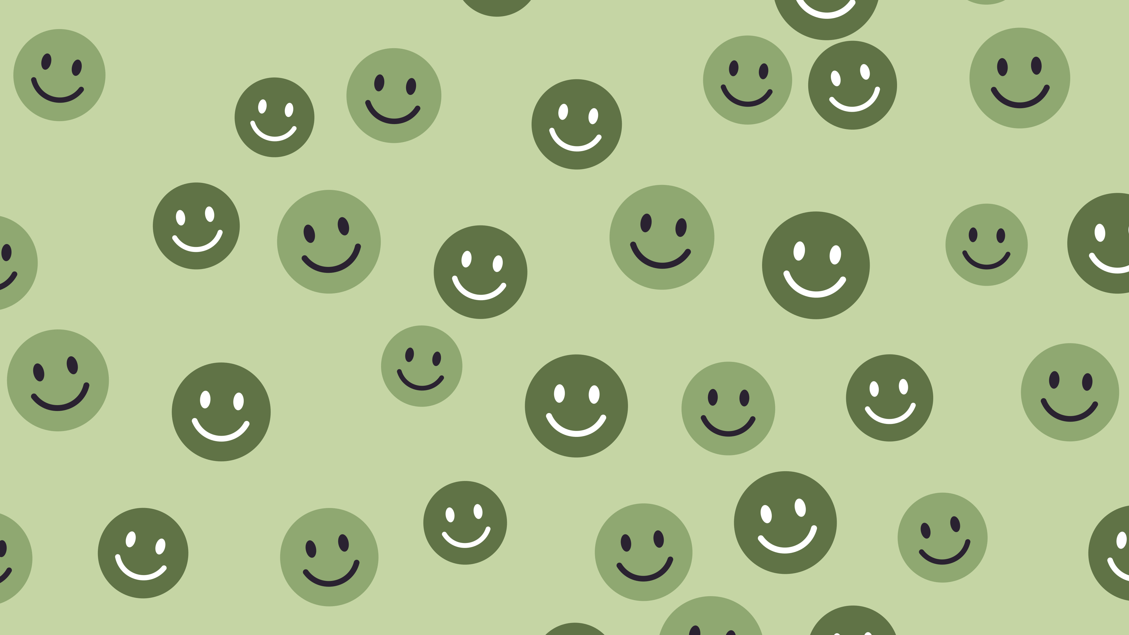 Matcha Smiley Face Pattern desktop wallpaper in 4K