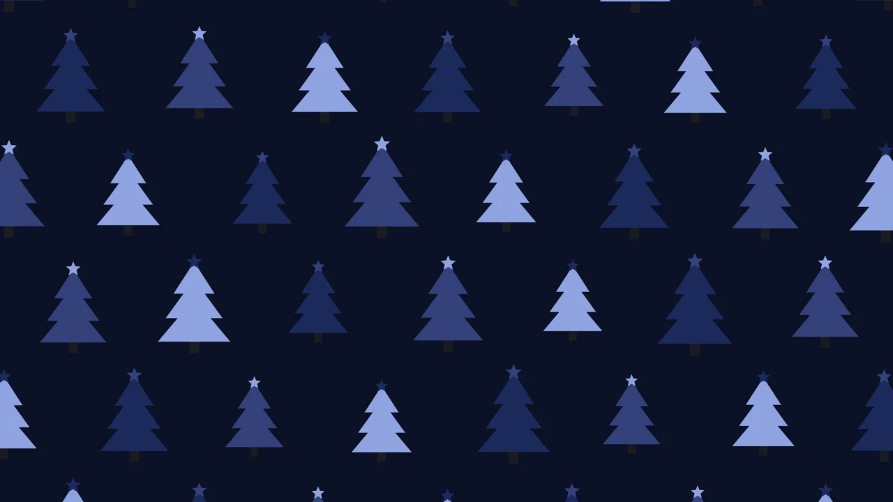 Midnight Blue Christmas Tree Pattern desktop wallpaper in 4K