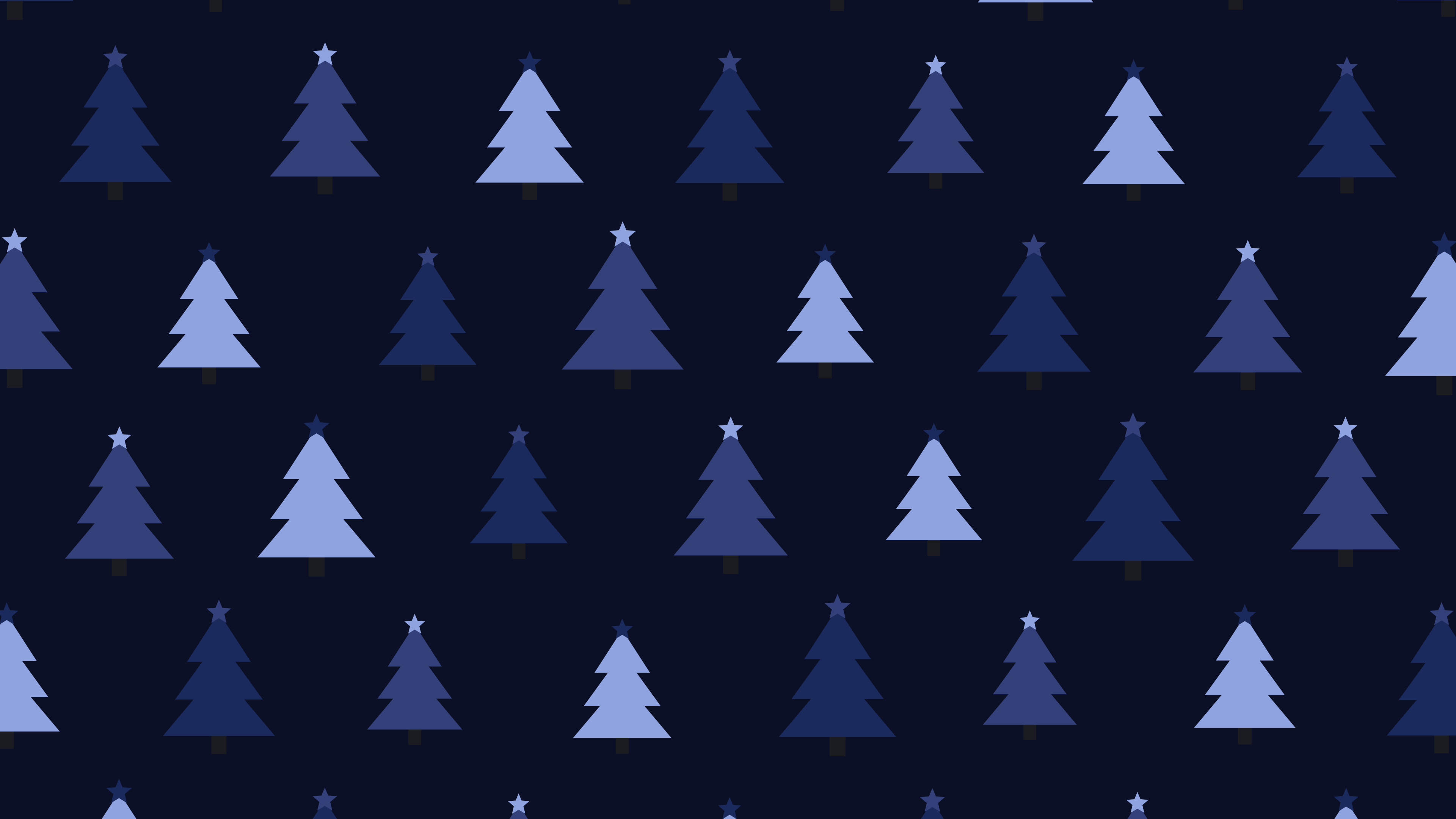 Midnight Blue Christmas Tree Pattern desktop wallpaper in 4K