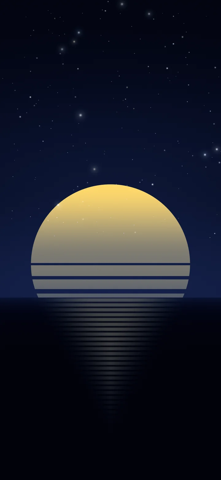 Midnight Blue Retro Striped Sun wallpaper for iPhone and Android