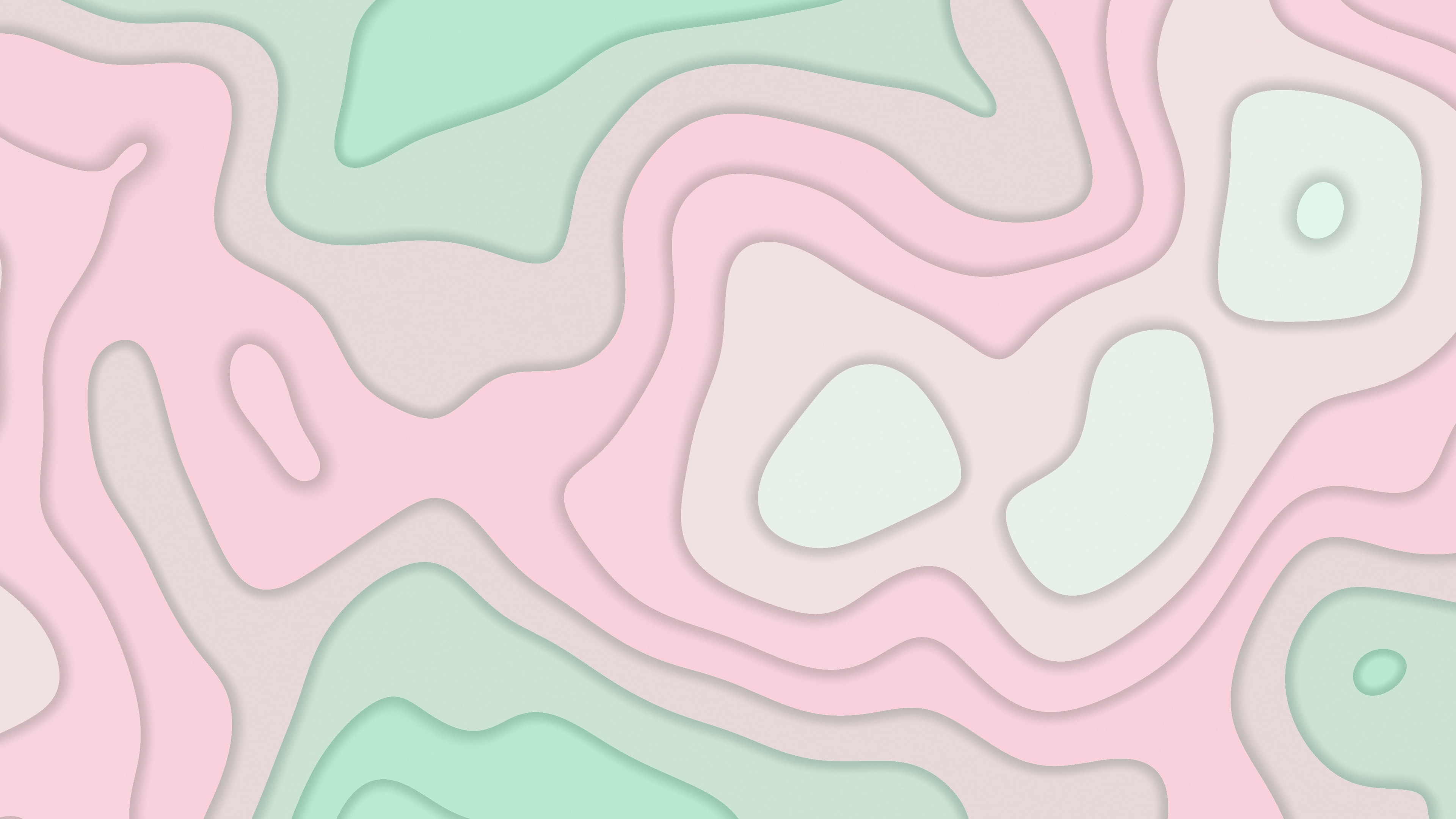 Mint and Pastel Pink Layered Topographic desktop wallpaper in 4K