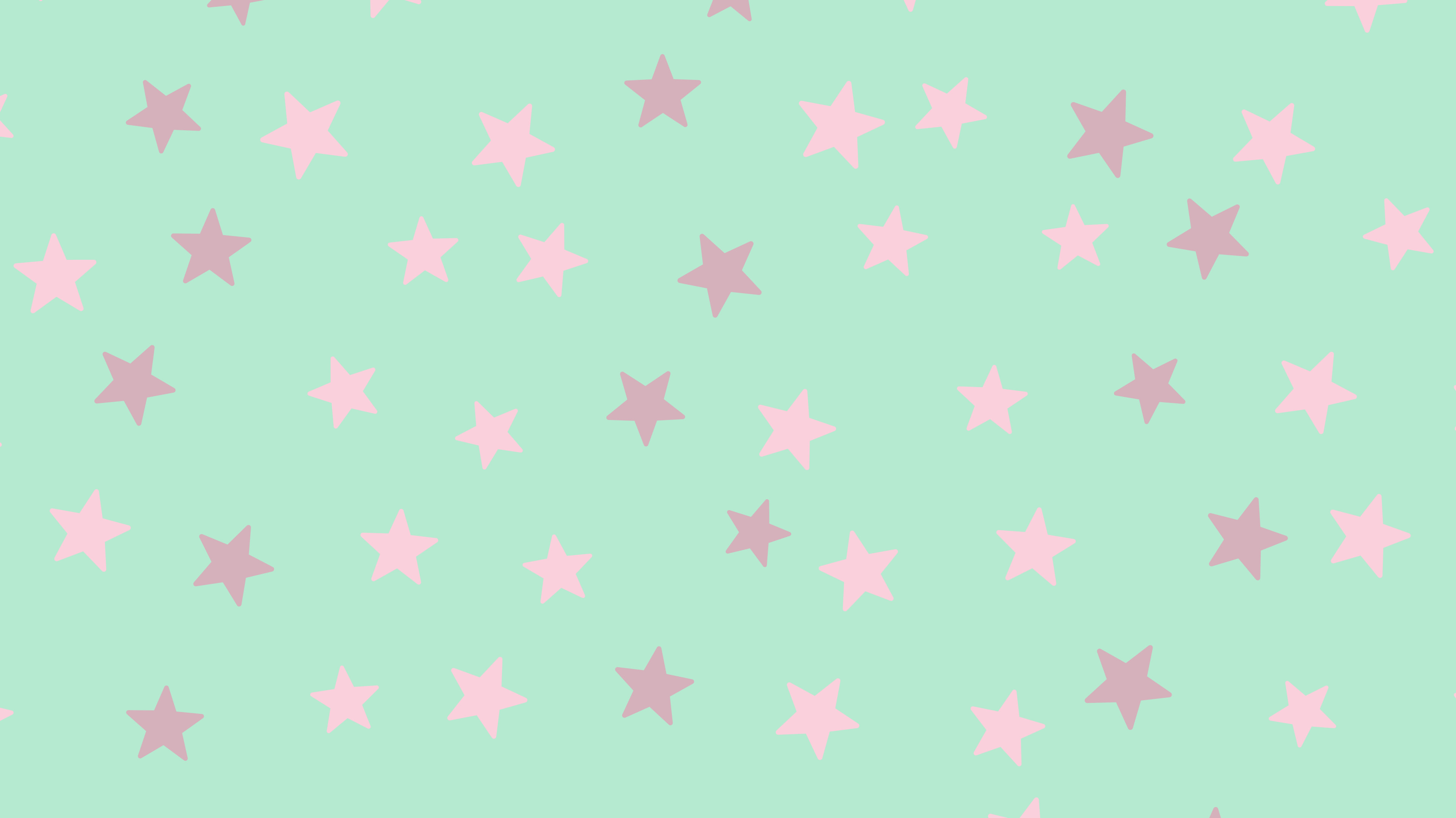 Mint and Pastel Pink Star Pattern desktop wallpaper in 4K