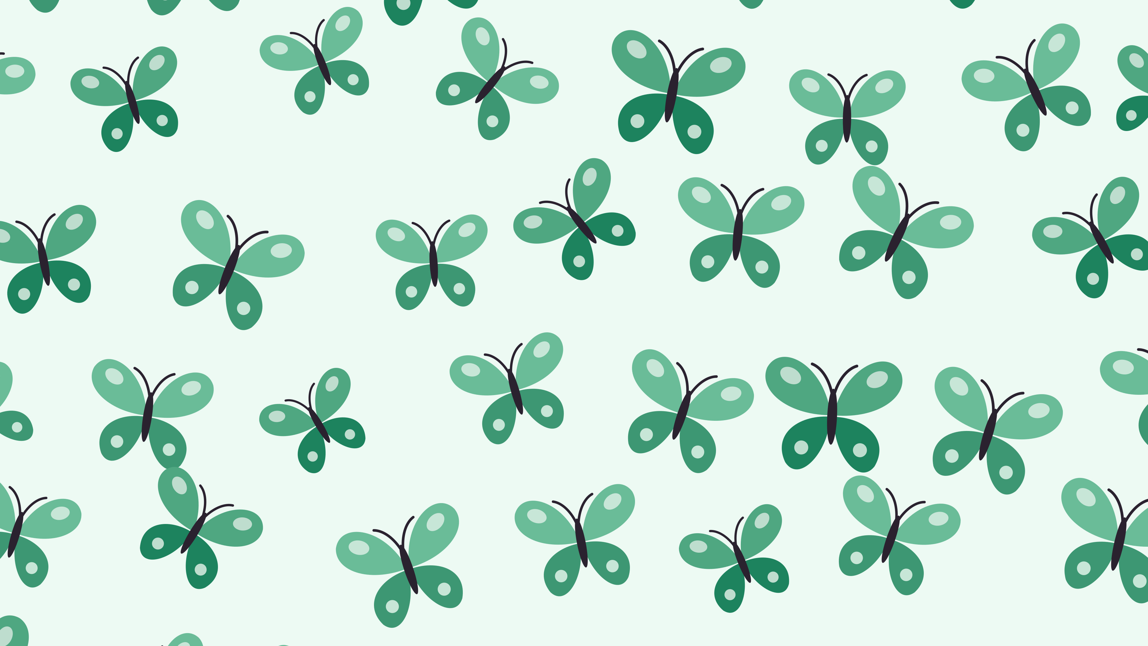 Mint Butterfly Pattern desktop wallpaper in 4K