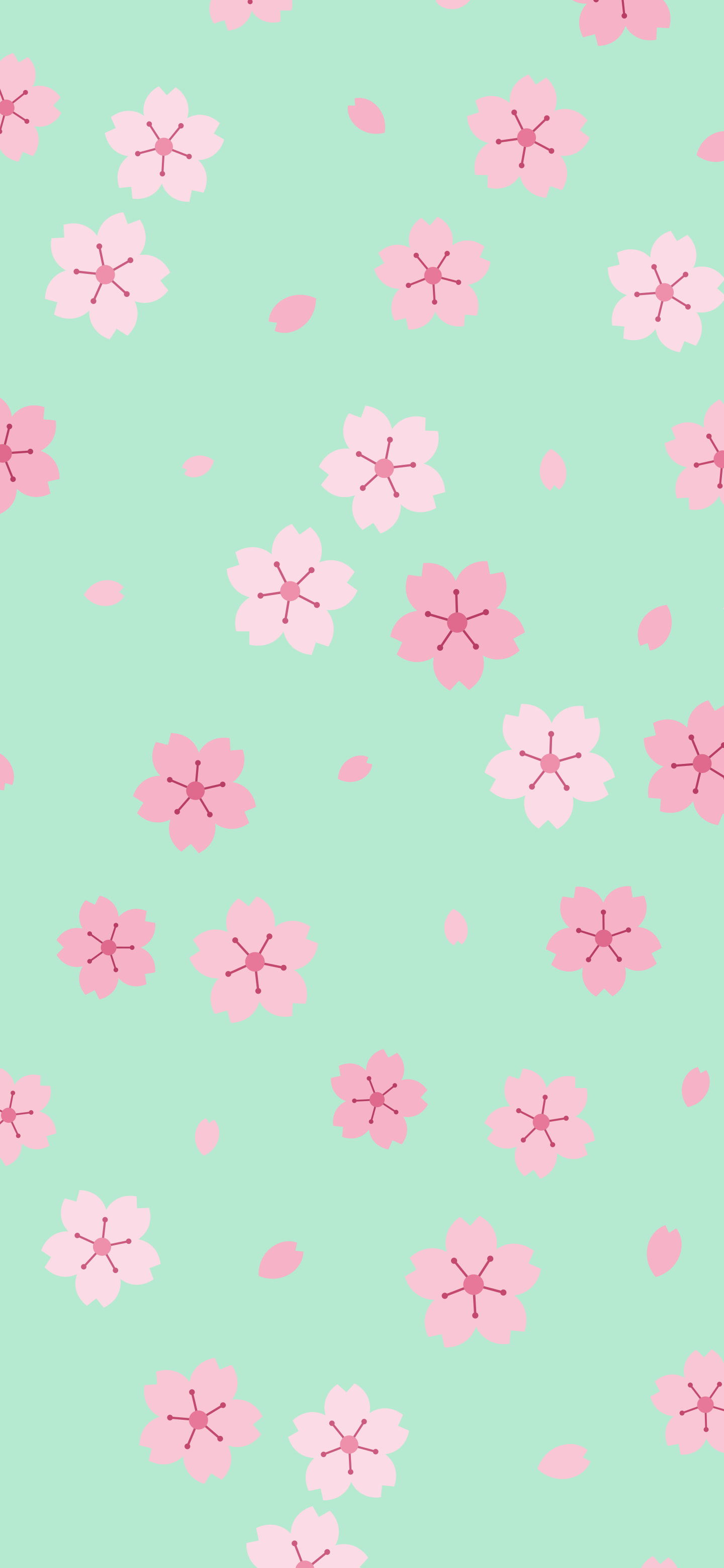 Mint Cherry Blossom Pattern wallpaper for iPhone and Android