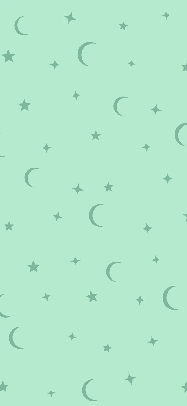 Mint Moon and Stars Pattern wallpaper for iPhone and Android
