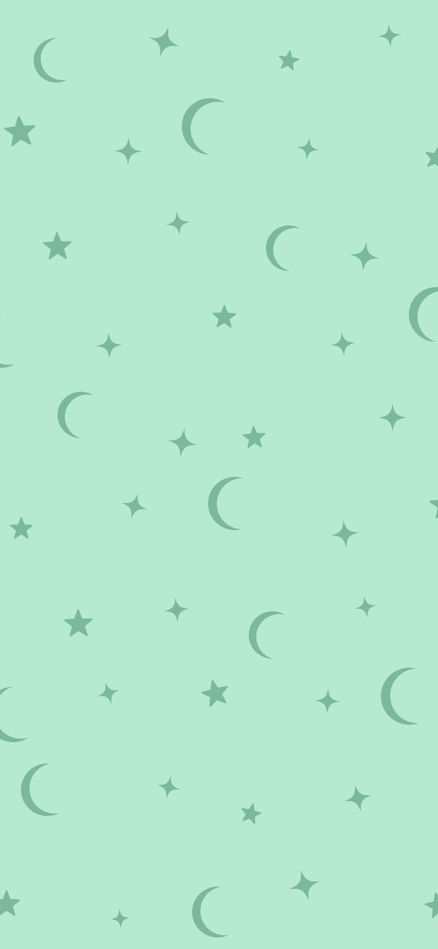 Mint Moon and Stars Pattern wallpaper for iPhone and Android