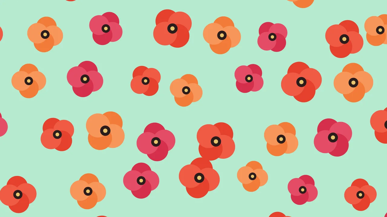 Mint Poppy Flower Pattern desktop wallpaper in 4K
