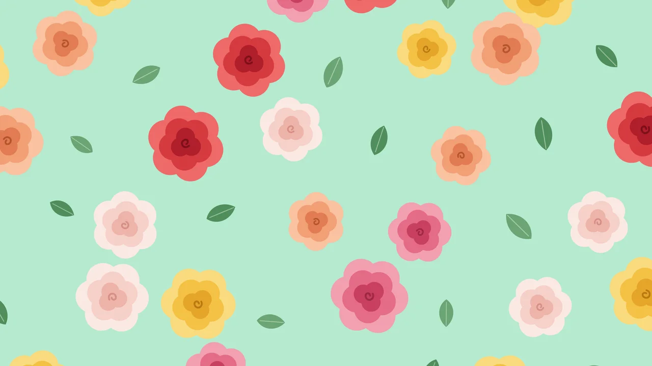 Mint Rose Pattern desktop wallpaper in 4K