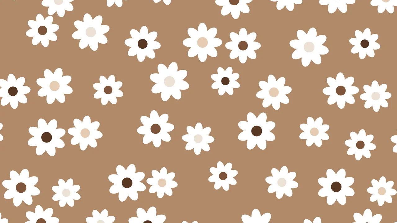 Mocha Daisy Flower Pattern desktop wallpaper in 4K