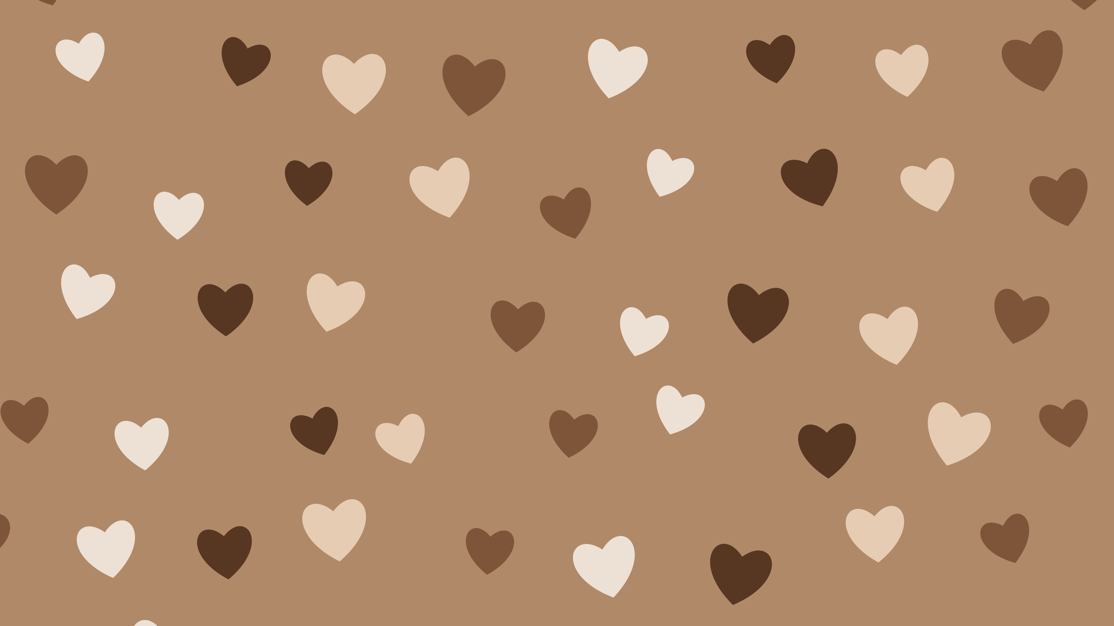 Mocha Heart Pattern desktop wallpaper in 4K