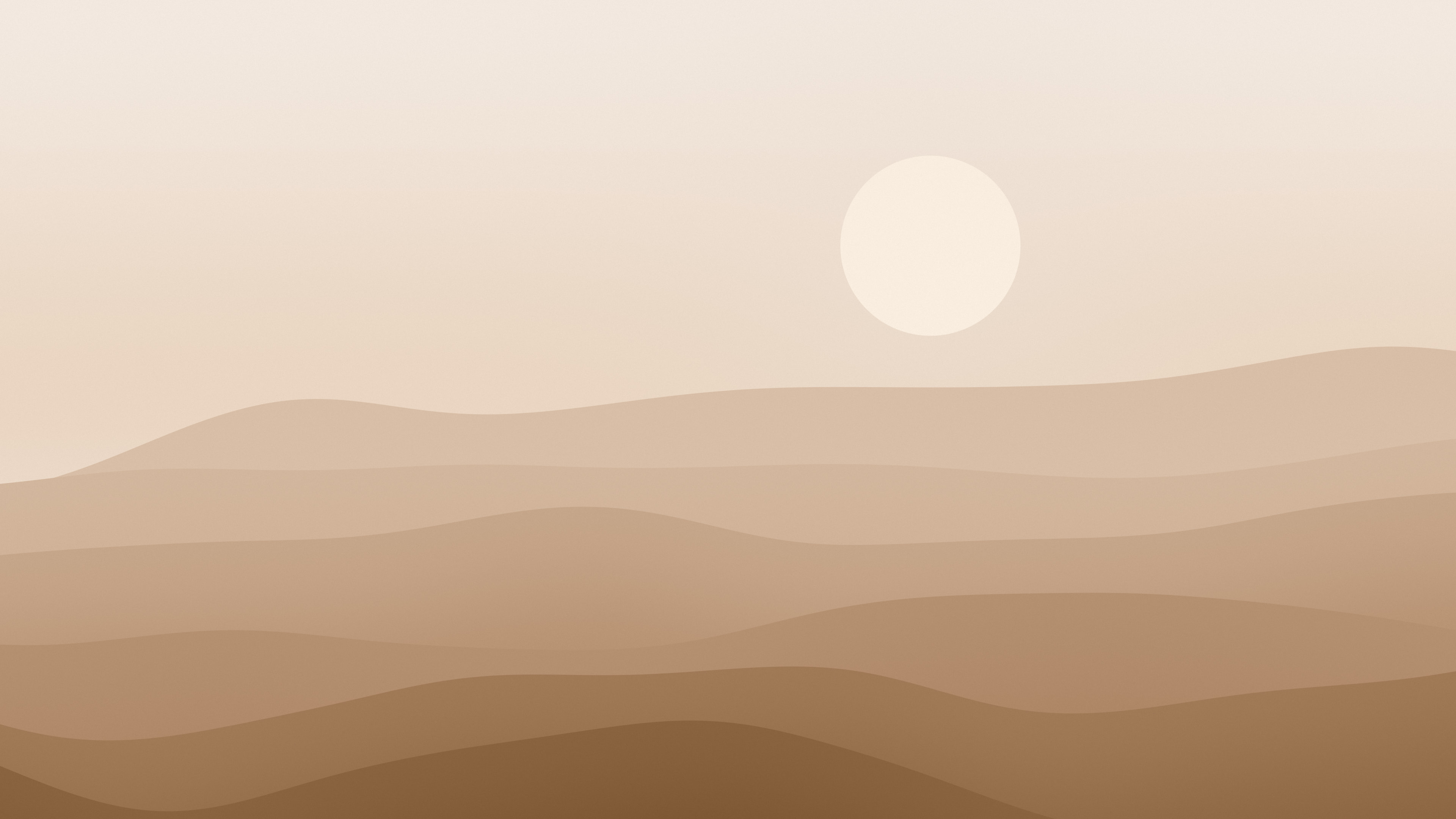 Mocha Minimalist Desert Dunes desktop wallpaper in 4K