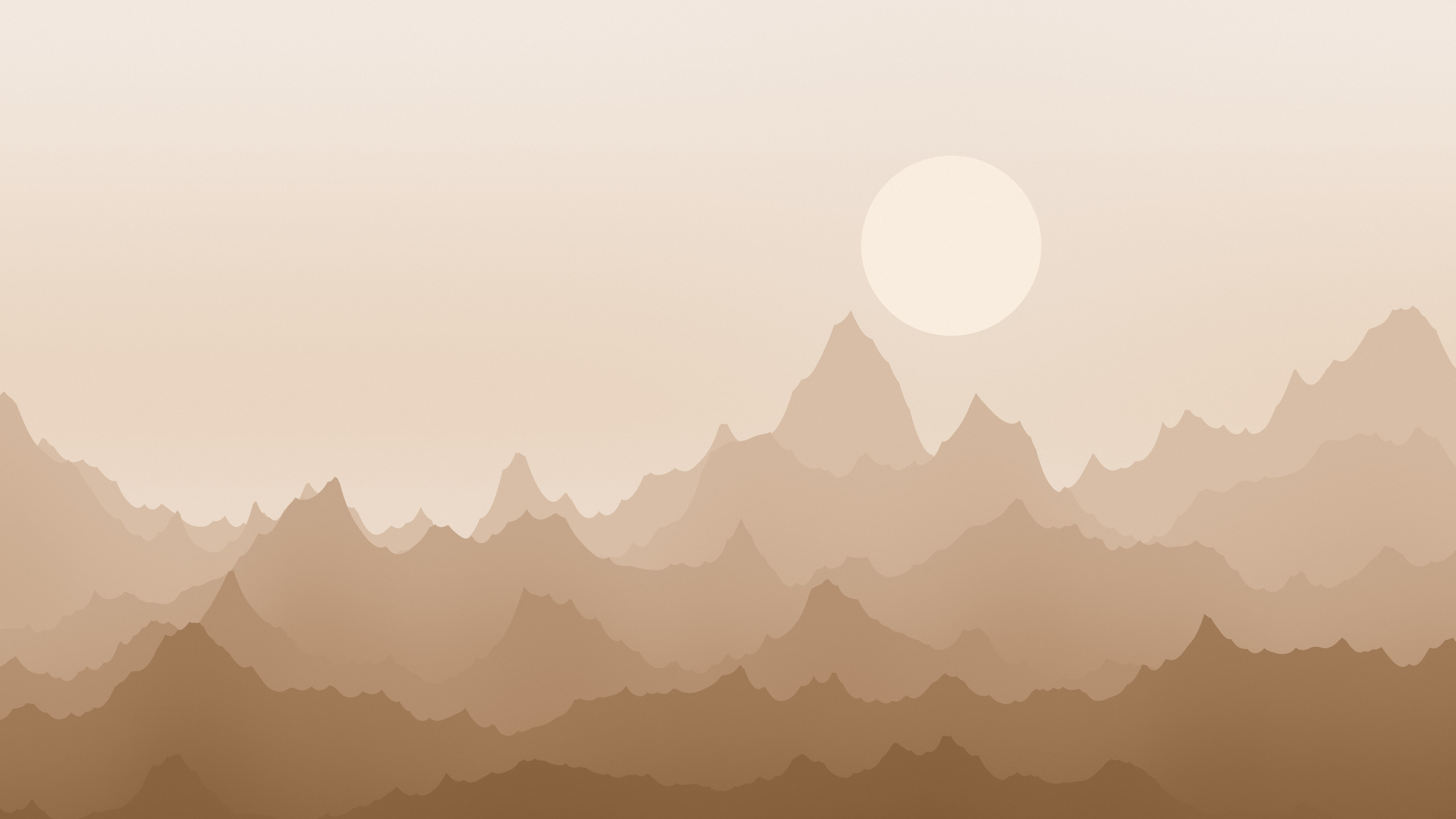 Mocha Minimalist Mountain Landscape desktop wallpaper in 4K