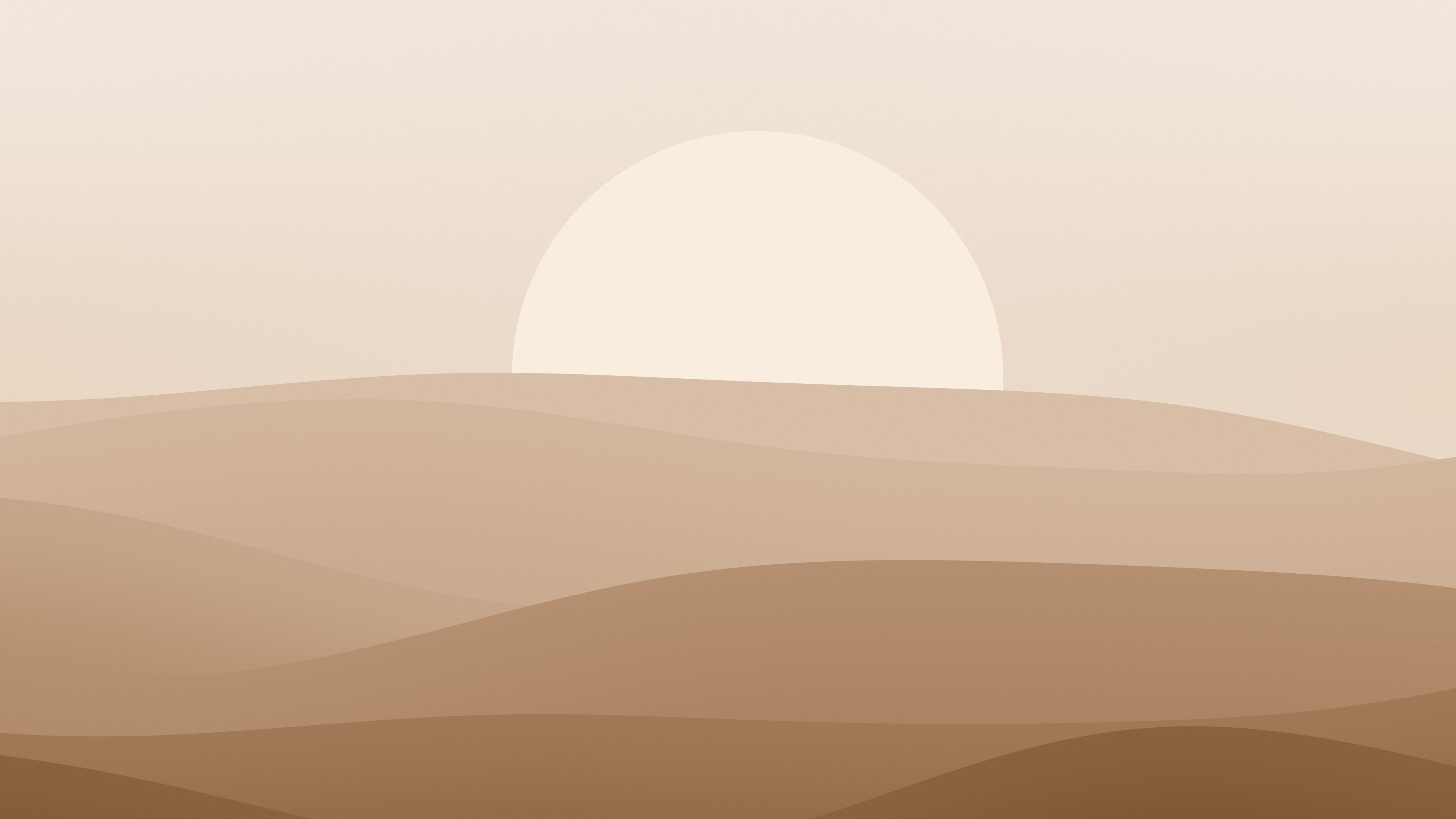 Mocha Minimalist Sunset Hills desktop wallpaper in 4K
