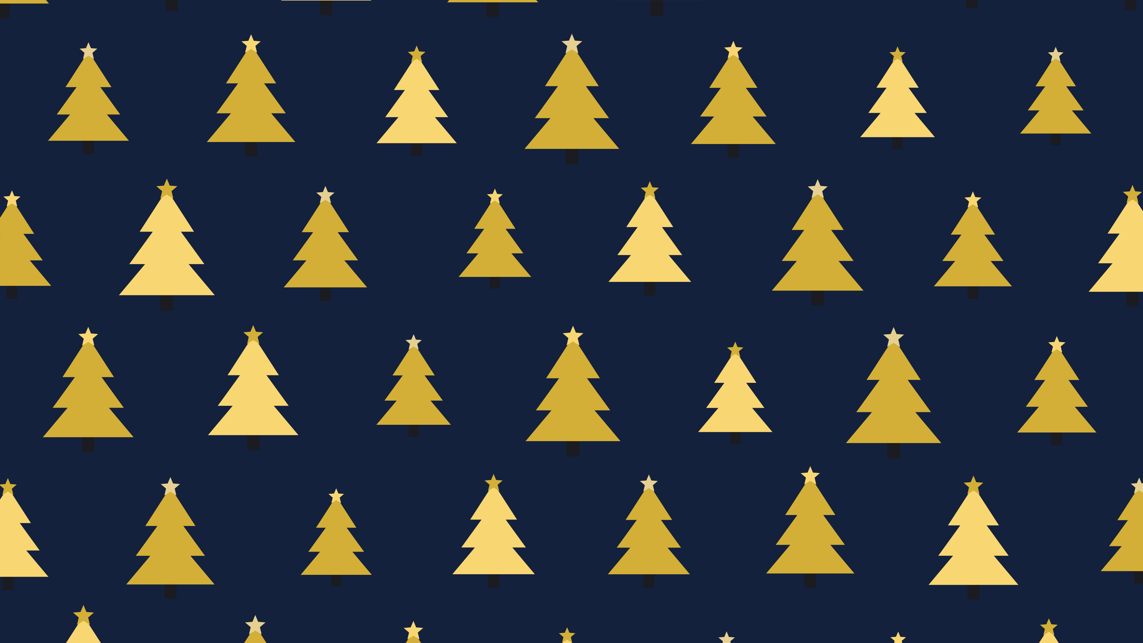 Navy and Gold Christmas Tree Pattern desktop wallpaper in 4K