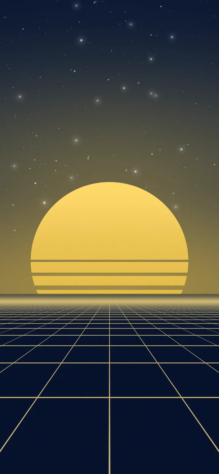 Navy and Gold Synthwave Grid Sunset wallpaper for iPhone and Android