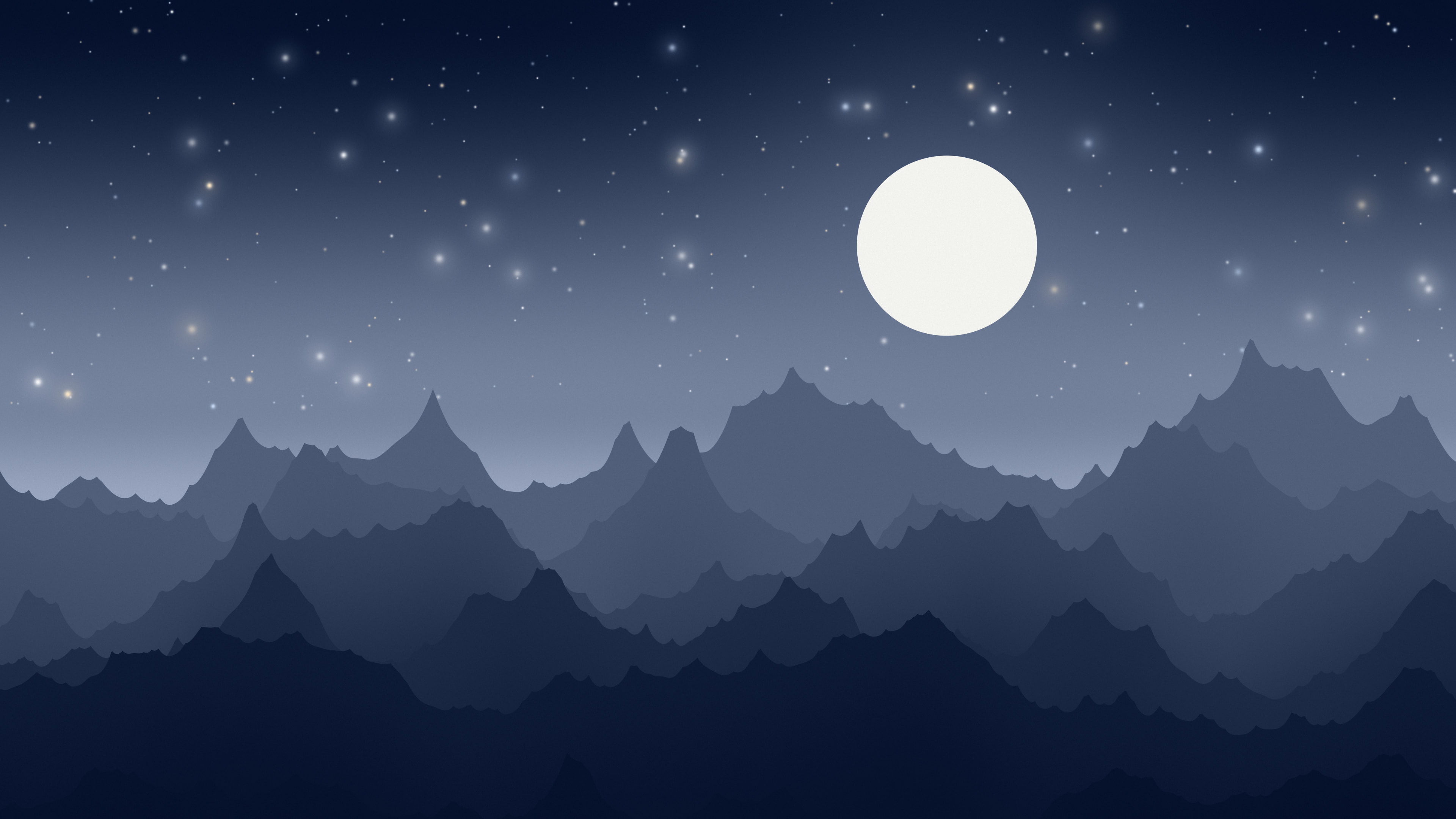 Navy and Ivory Minimalist Mountain Landscape desktop wallpaper in 4K