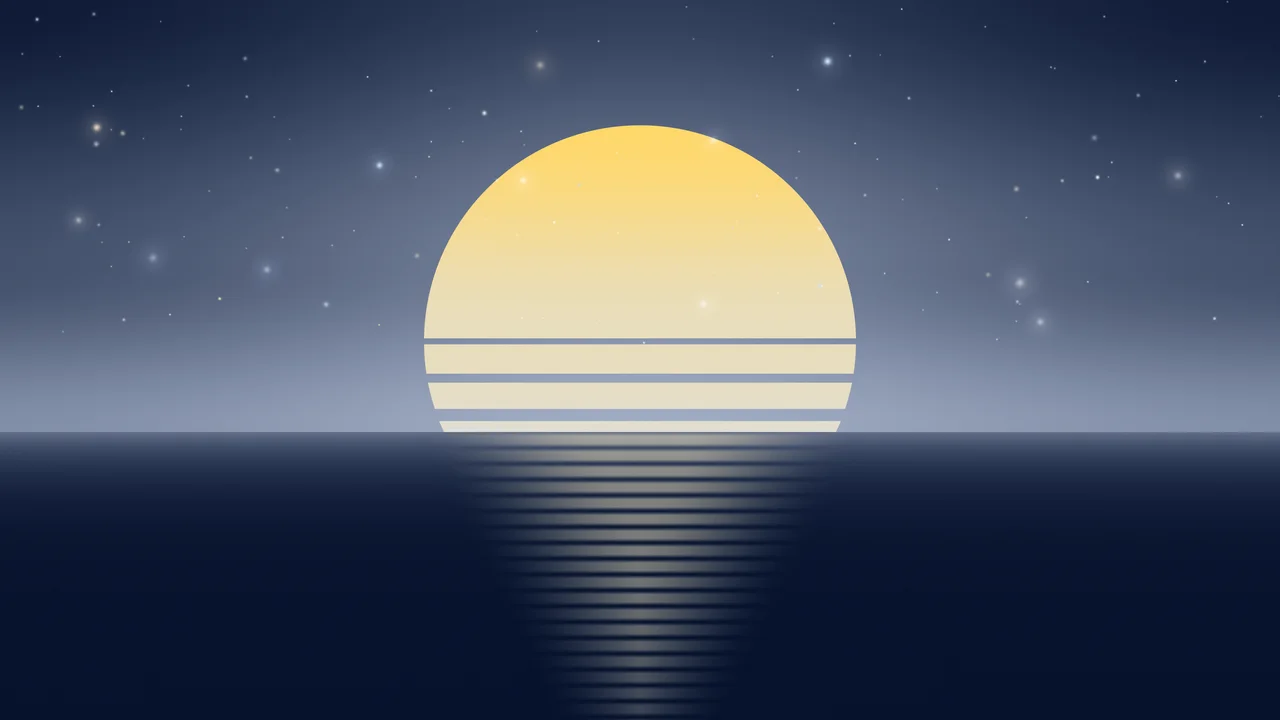Navy and Ivory Retro Striped Sun desktop wallpaper in 4K