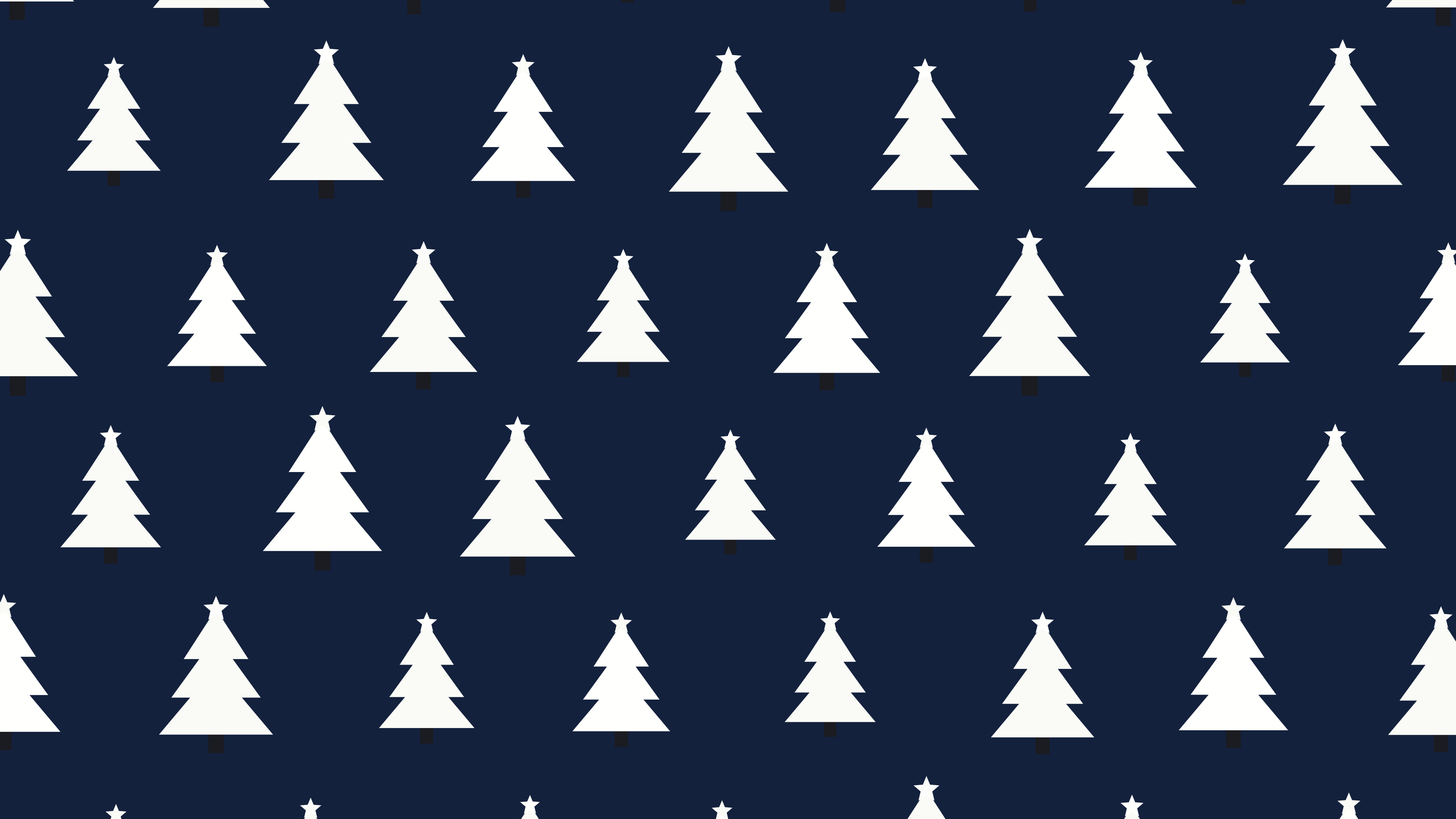 Navy and White Christmas Tree Pattern desktop wallpaper in 4K