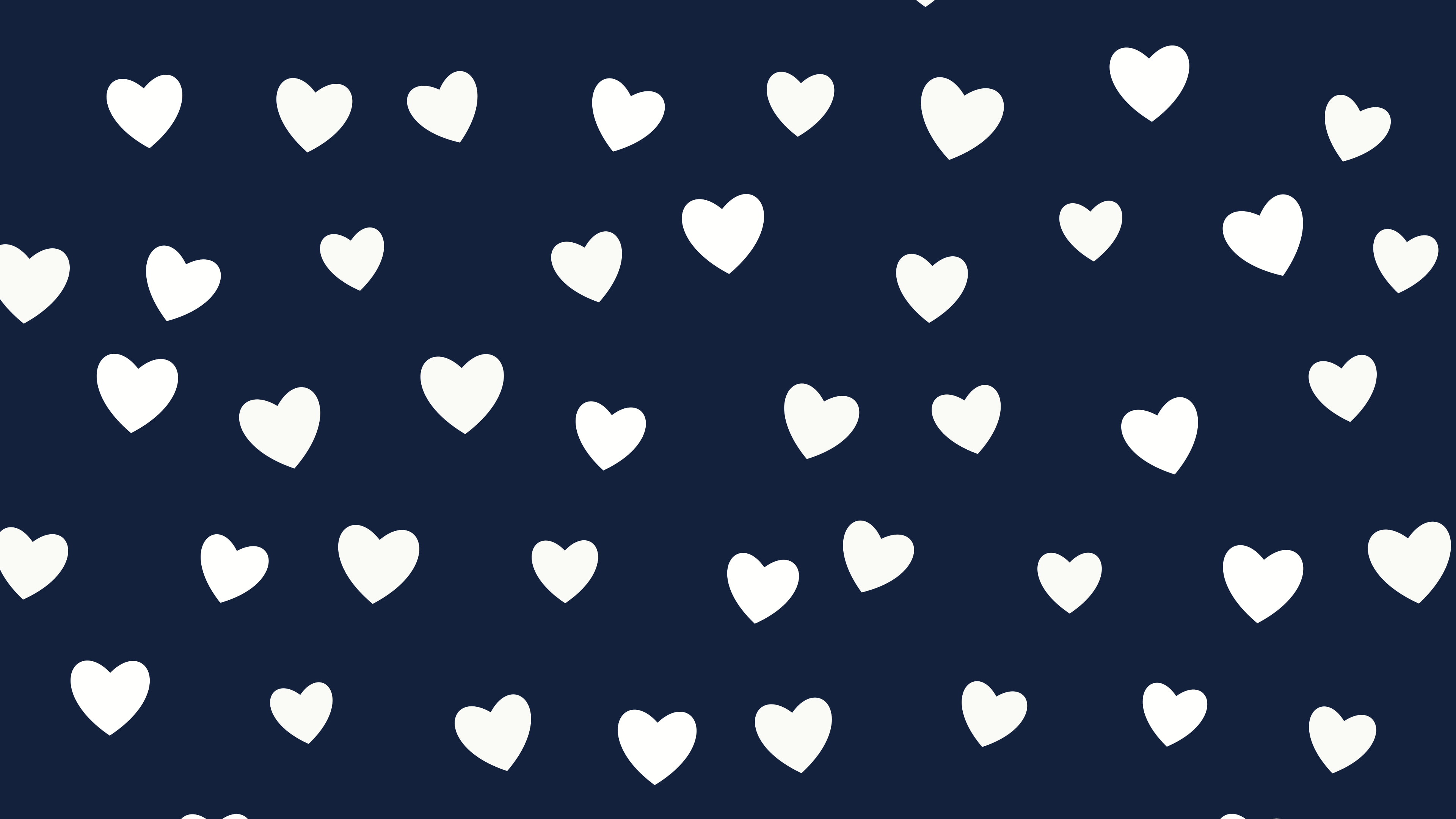 Navy and White Heart Pattern desktop wallpaper in 4K